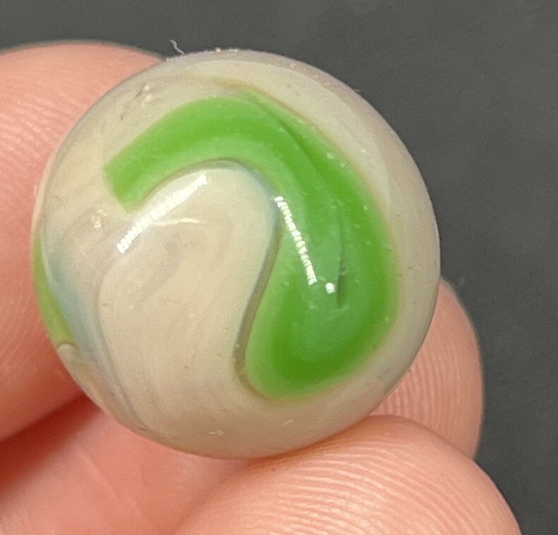 Vintage Agate Christensen Peltier Art Glass Swirl Marble .6” Milky Green