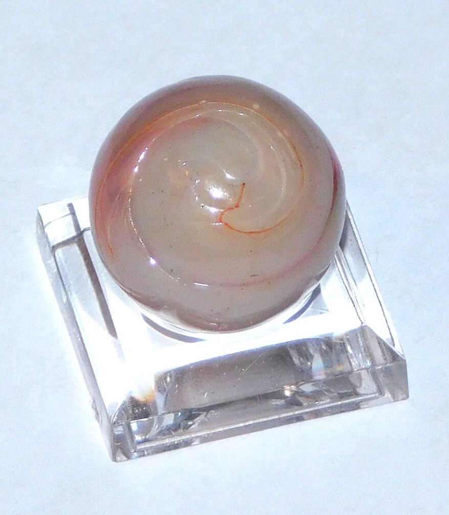 Vintage Glass Marble Large Red Black Grey Oxblood Melted ‘9 & Tail’ 0.73″ #0-130