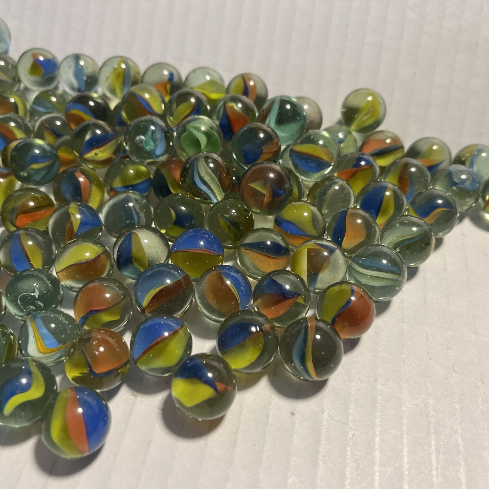 Vintage 1/2” Glass Marbles Lot Of 150+ Cats Eye -Wave – Swirl- Rainbow Of Colors