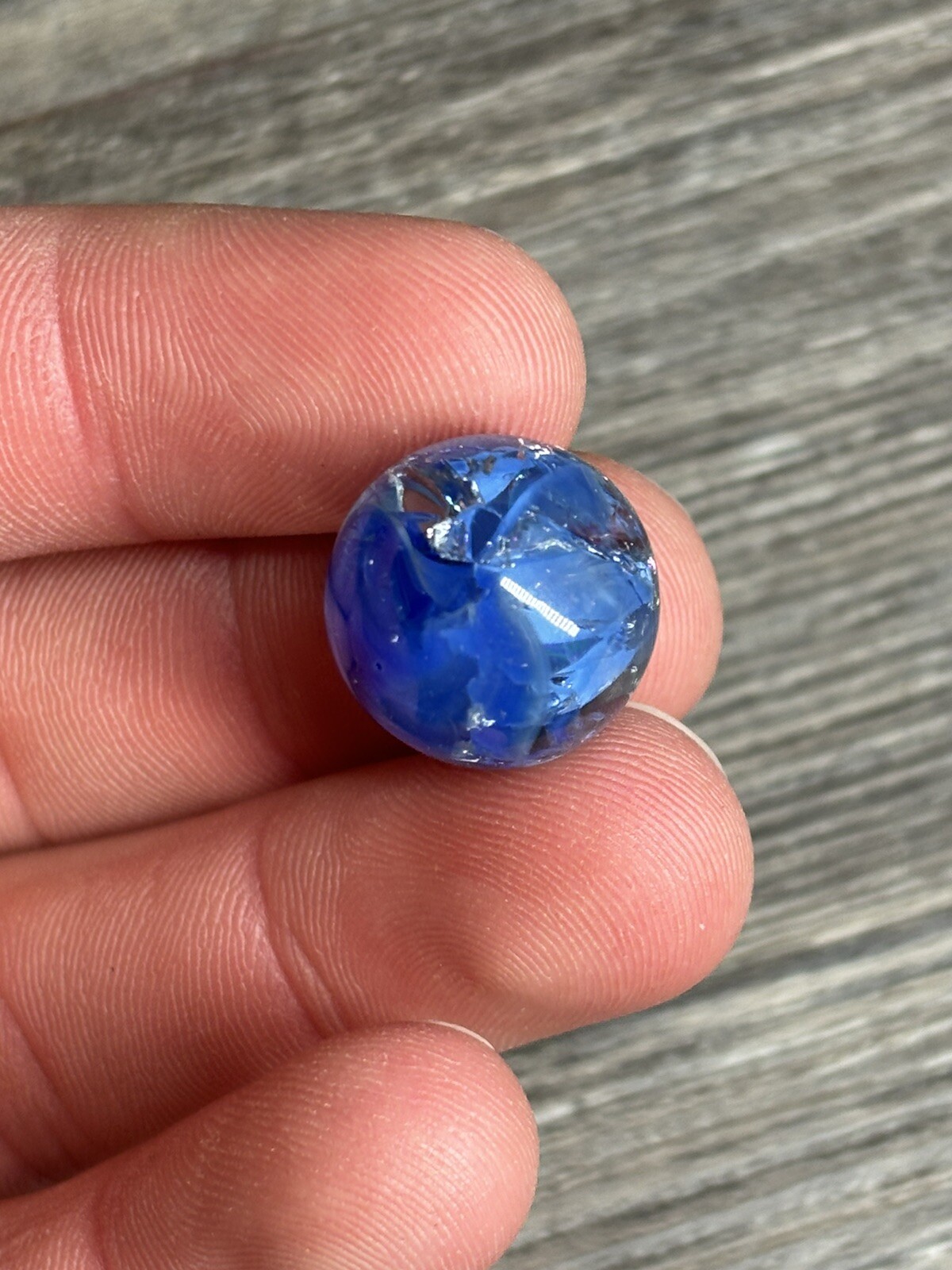 Vintage Akro Agate Peltier Christensen Glass Swirl Marble 0.6” Blue White