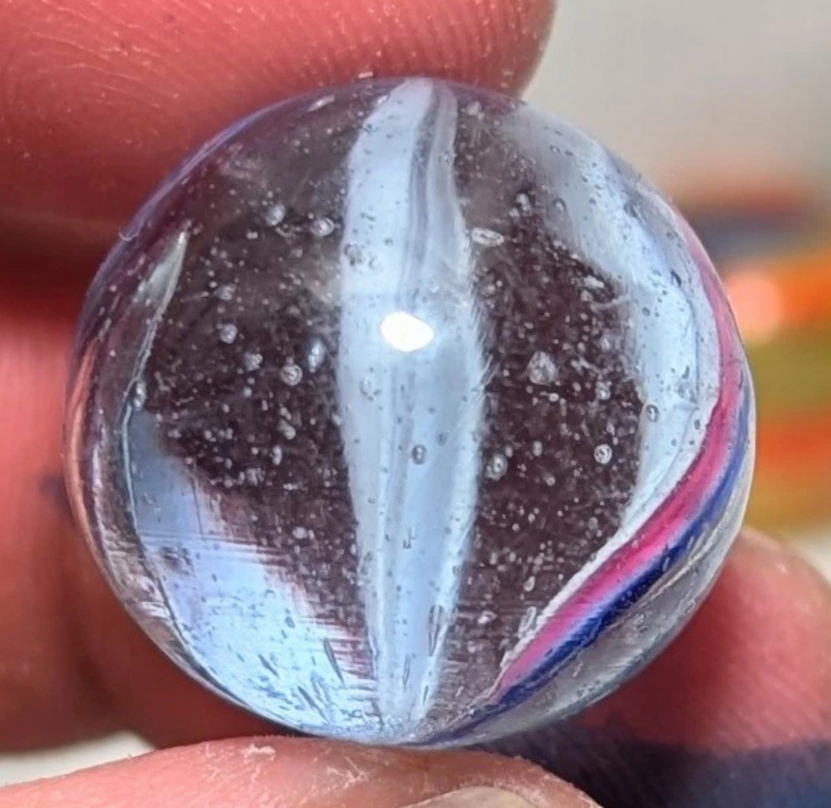 25/32″ Oddball Open Solid Core Peppermint Banded German Handmade Marbles , MM