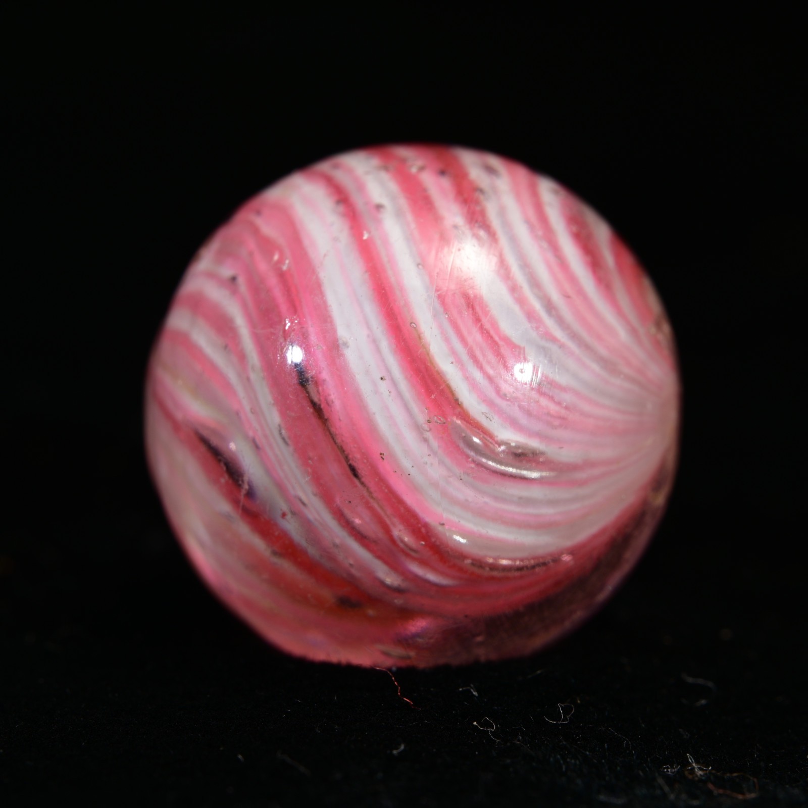Onionskin Marble Early German Handmade Antique Shrunken Raspberry 17.2mm 21/32”