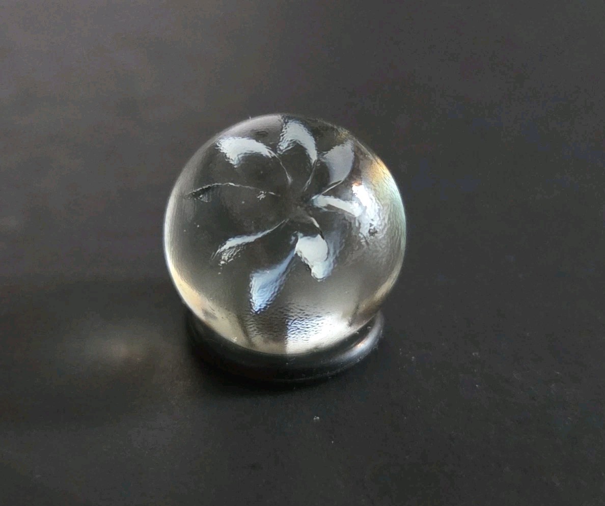 Vintage Master Glass Vitro 8 Vane Cage Cats Eye Marble White Swirl Clear