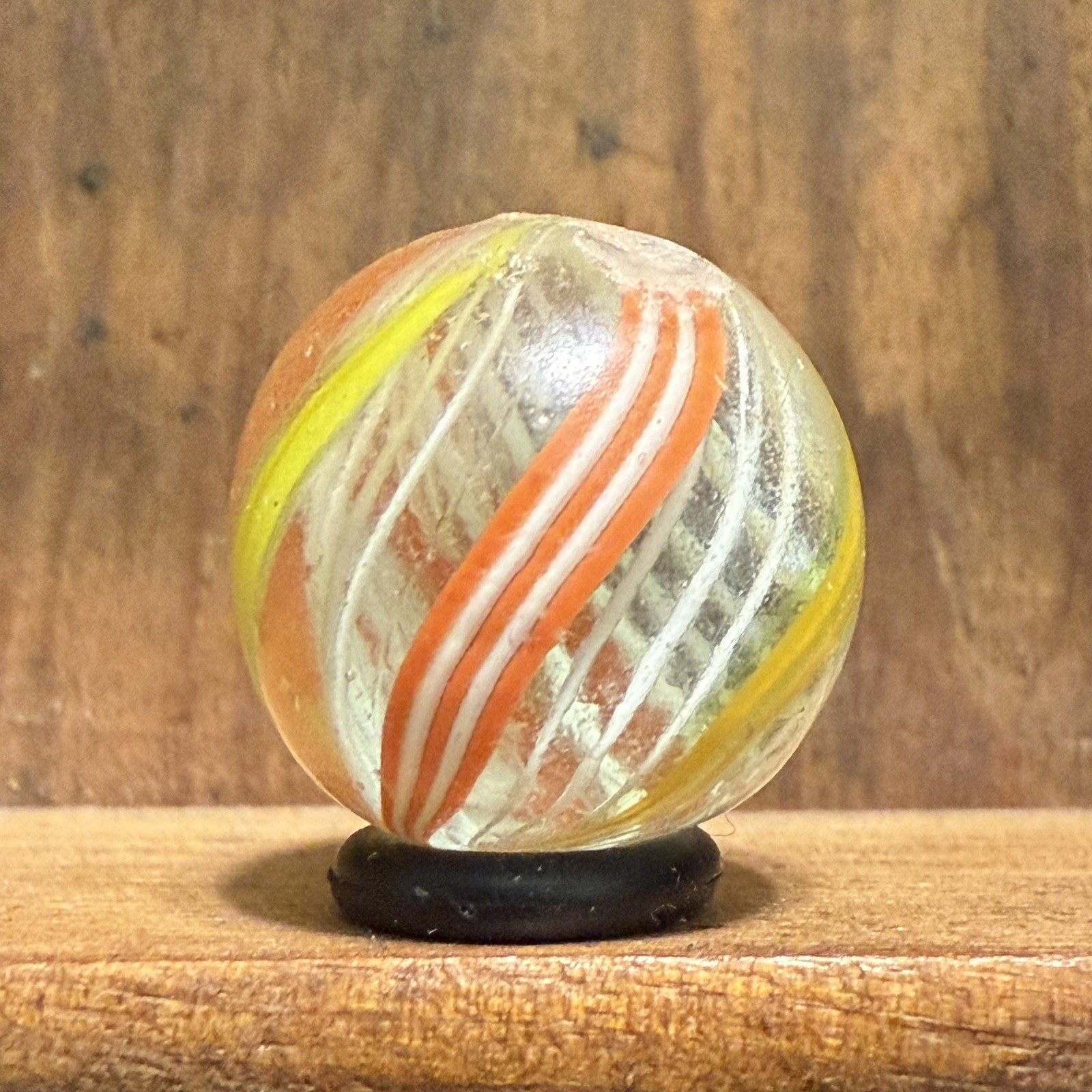 Antique German Handmade Latticinio Marble 21/32” Buffed/Polished | (206)