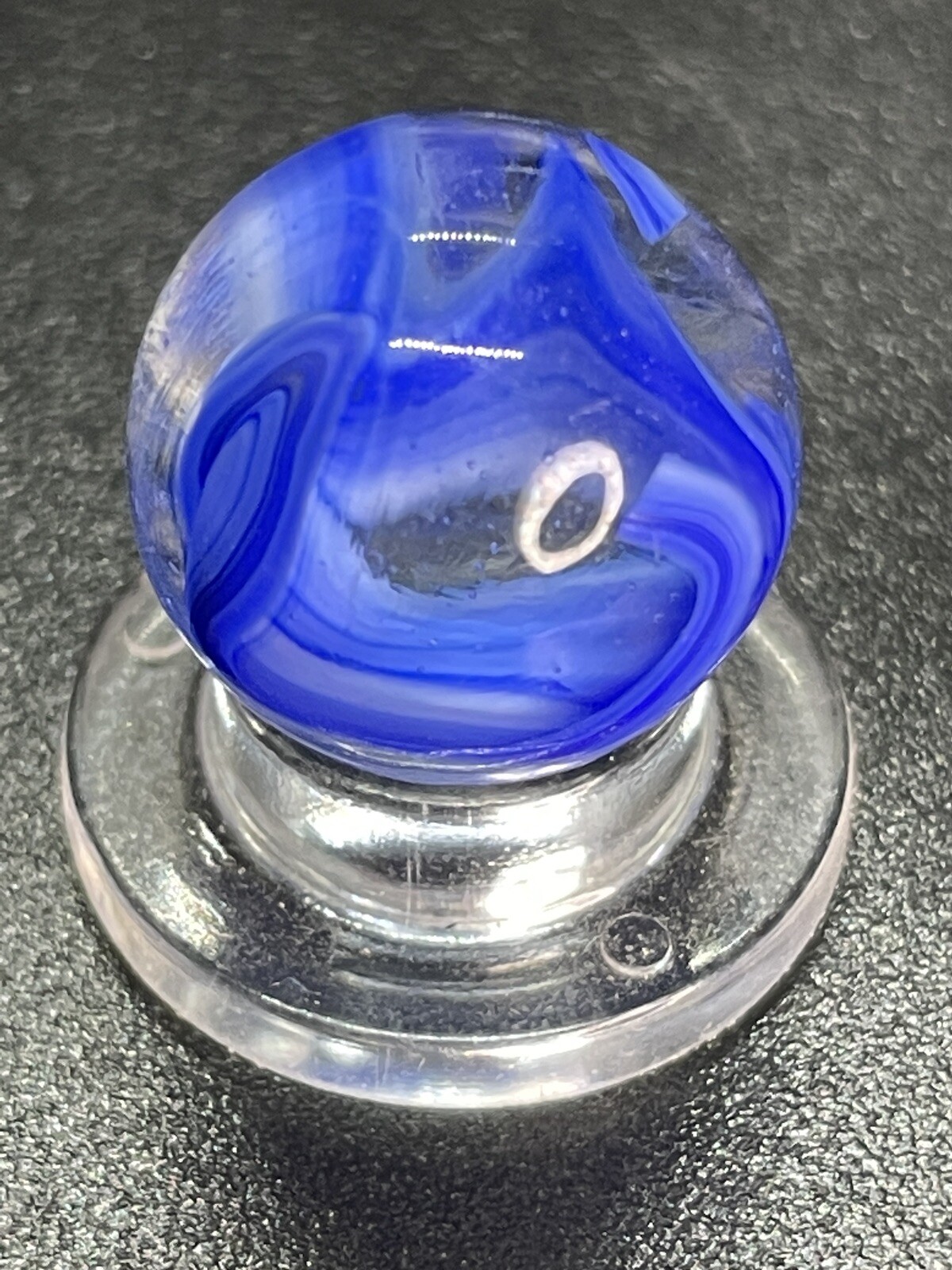 Blue Clear Base Snake Style Swirl Wirepull Alley Or Other Vintage Marbles 0.591”