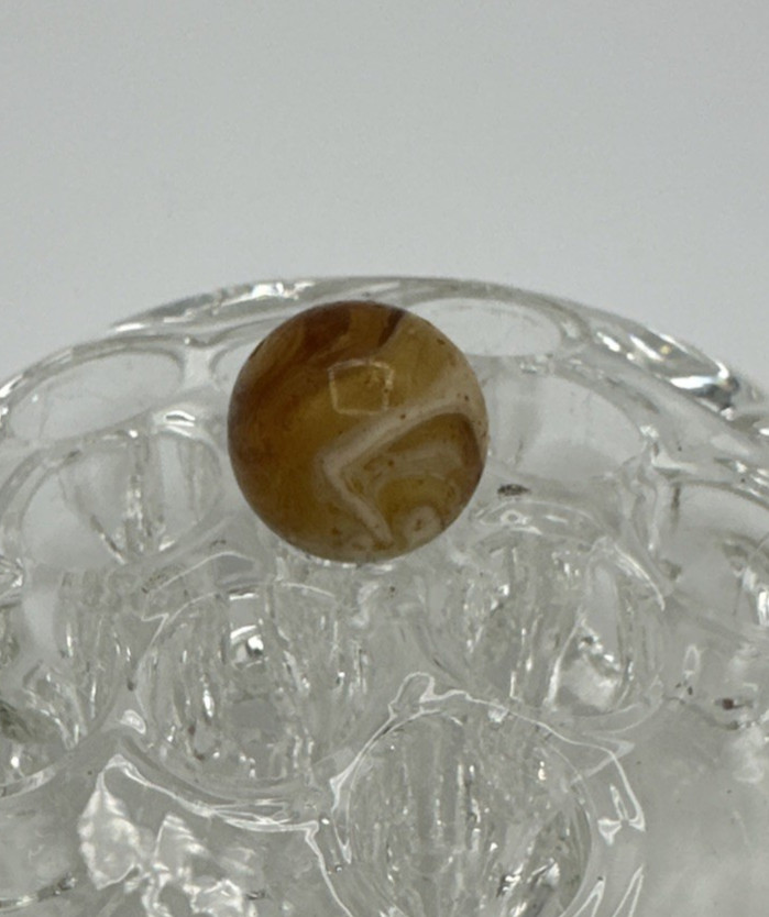 M F Christensen Amber Slag 21/32″ Pre-1943 UV Marble Vintage