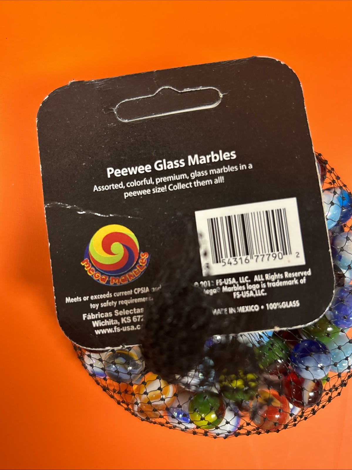 Mega Marbles Pal-a-Peewees 8oz Vintage Rare Bag Unopened- Peewee Glass Marbles