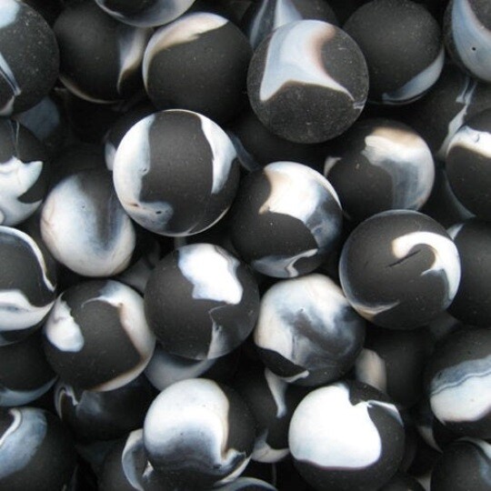 25mm Pack of 5 Panda Glass Mega Marbles Shooters Black & White Matte