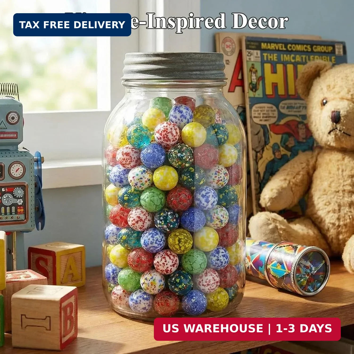 LovesTown 60PCS Glass Marbles, Assorted Colors Marble for Vase Fillers Fish Tank
