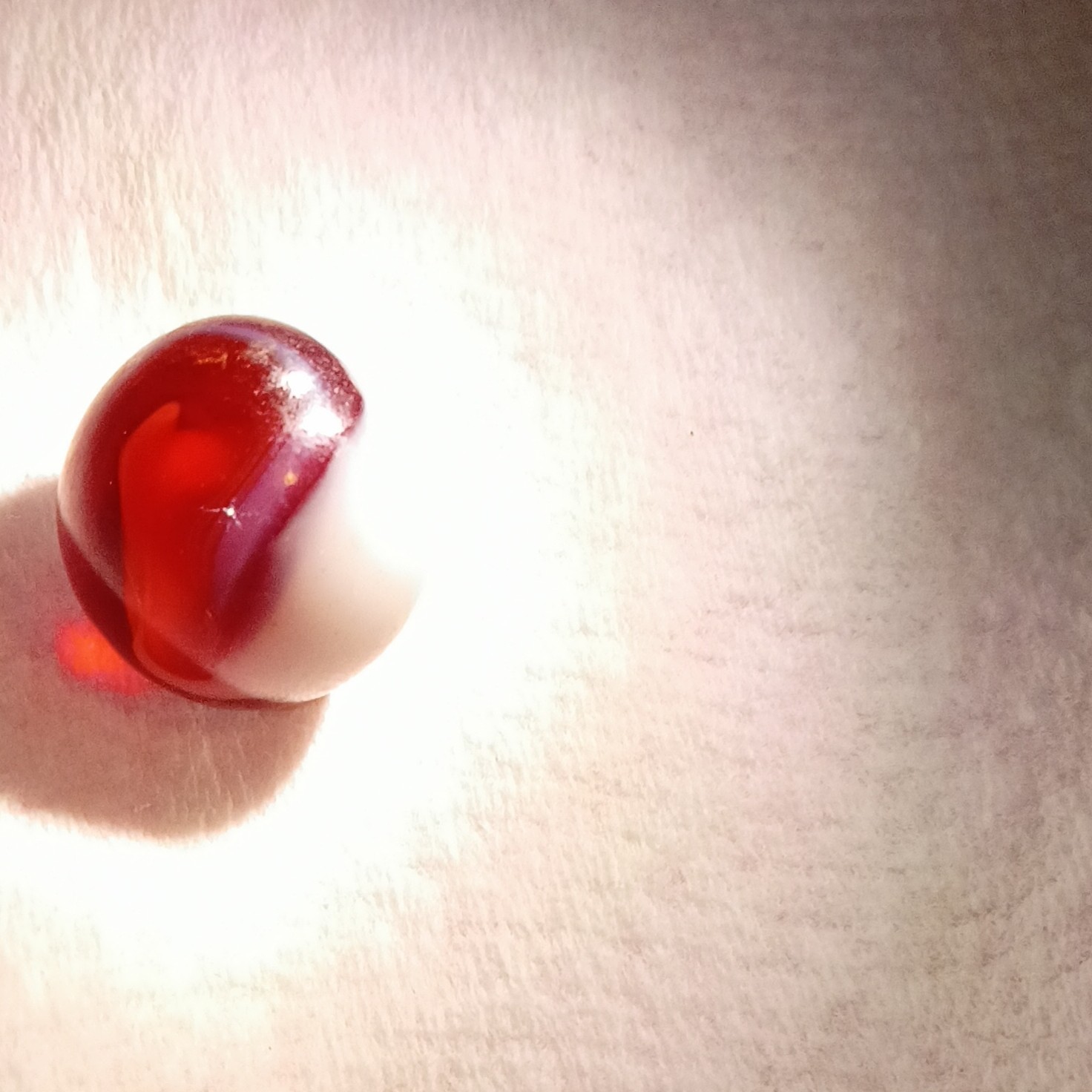 Red & White Swirl Machine Made Glass Toy Marble for Ages 17 Years & Up