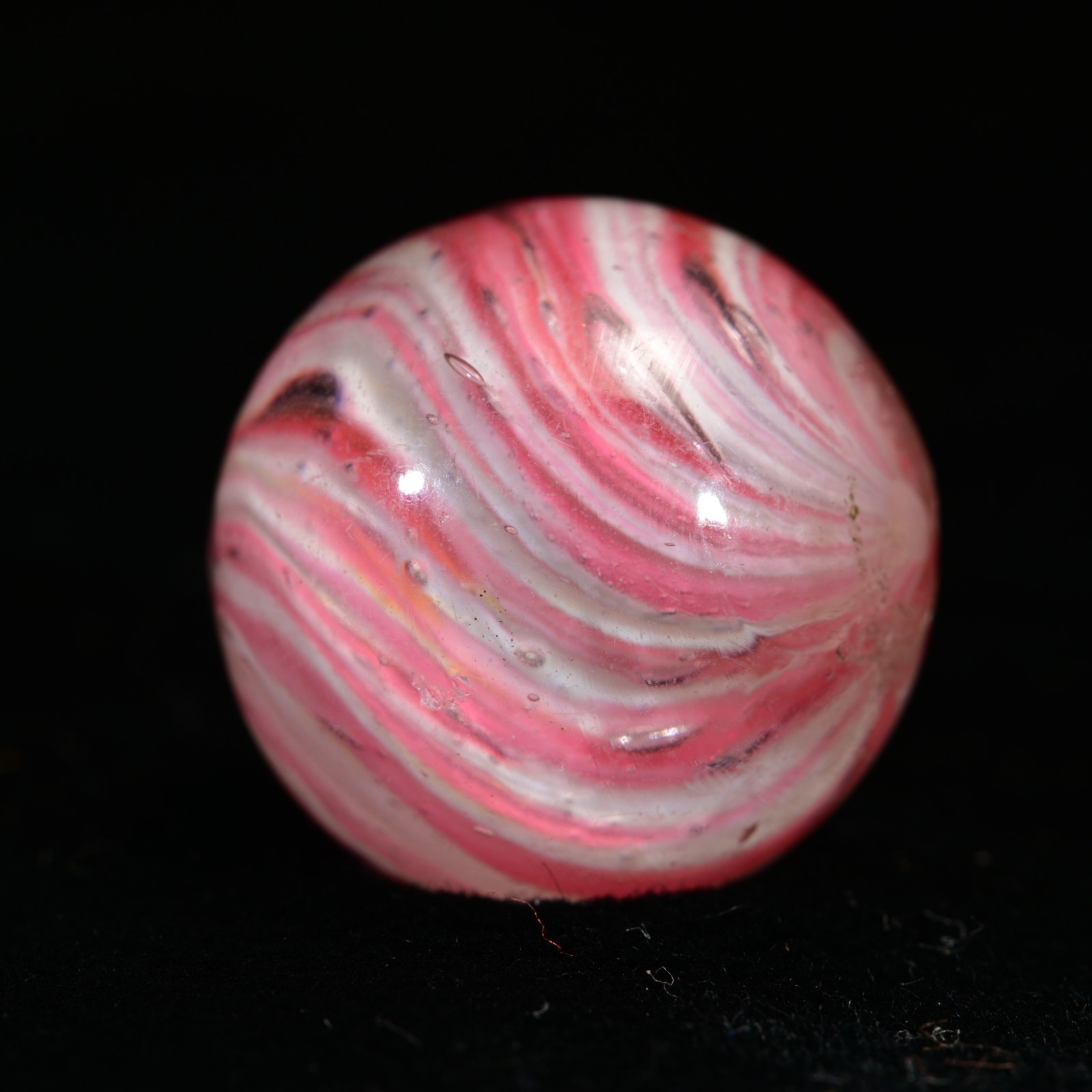 Onionskin Marble Early German Handmade Antique Shrunken Raspberry 17.2mm 21/32”