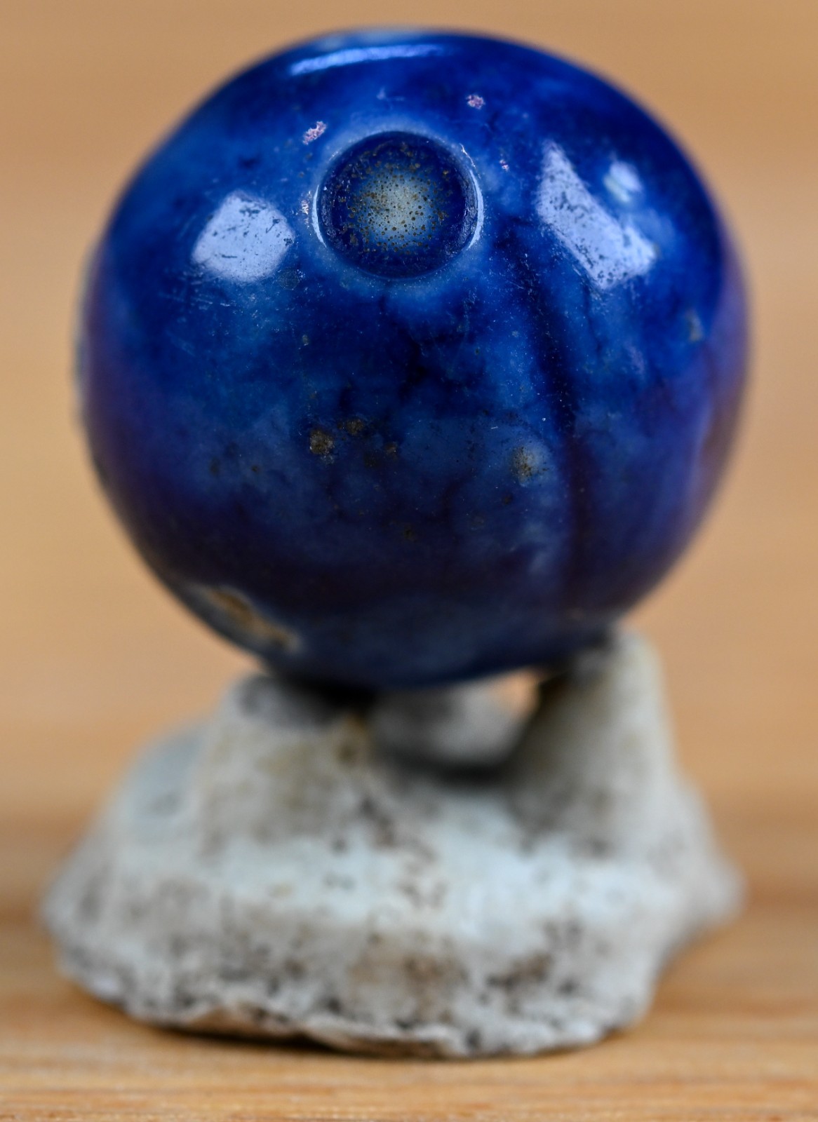 Blue Handmade Bennington Marble & Old German Firing Stand, 0.72 inch, Mint S1691