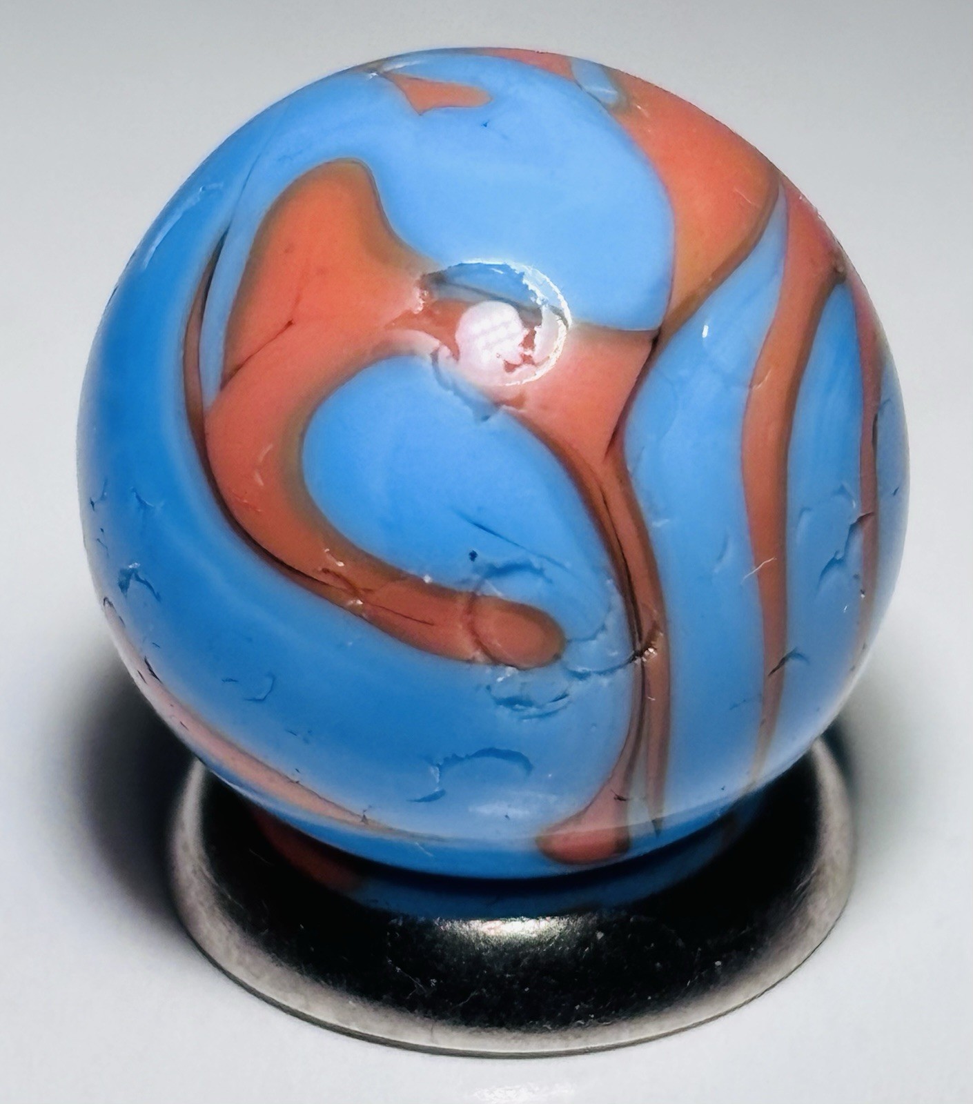 Christensen Agate Co Two Color Flame Swirl Marble.67” In Near Mint- Condition
