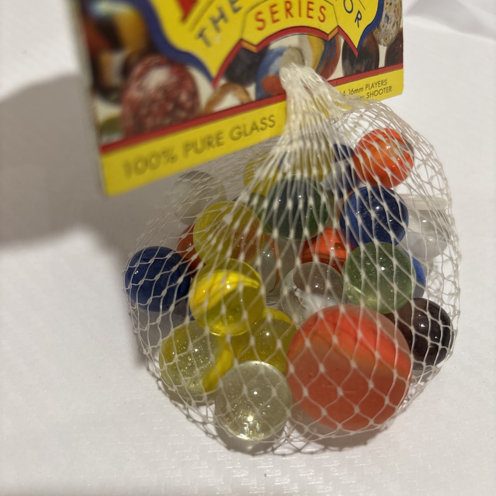 “RAINBOWS” VACOR MEGA MARBLES Vintage 1990s Net Bag 24 16mm/1 25mm Shooter