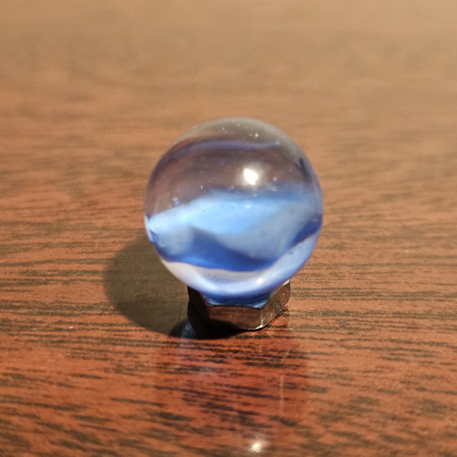 Vintage CE Bogard 4-Lobe Collapsed Floppy Hybrid Blue Clear O.593″ Marble