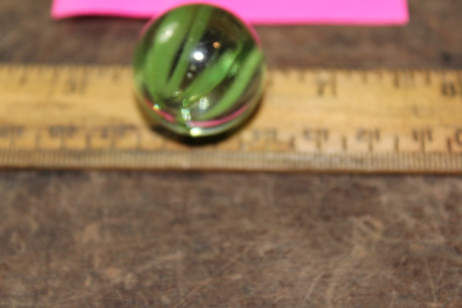 Vintage Machine Made 1″ Shooter Marble Caged Green Strands