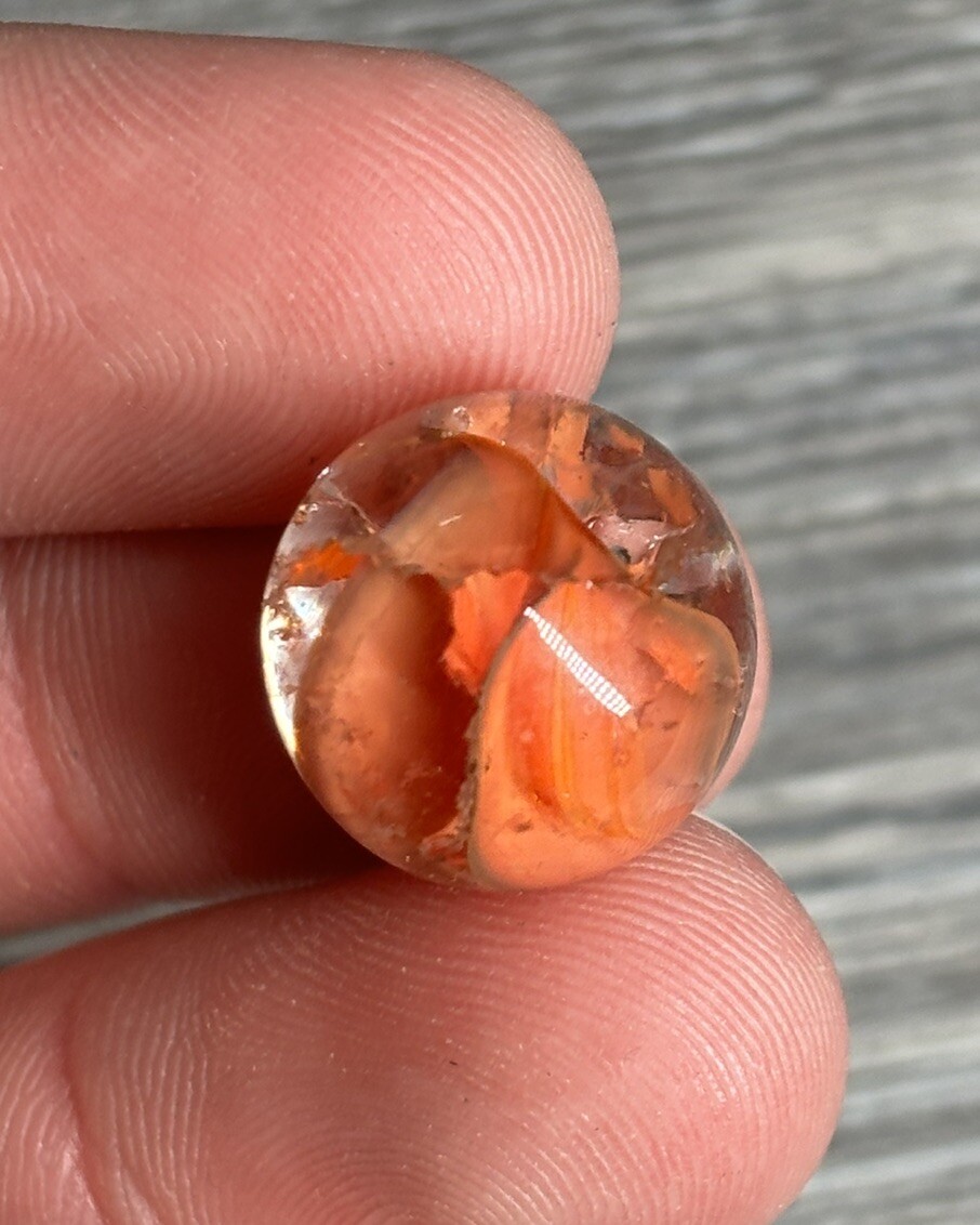 Vintage Akro Agate Peltier Christensen Glass Swirl Marble 0.6” Orange