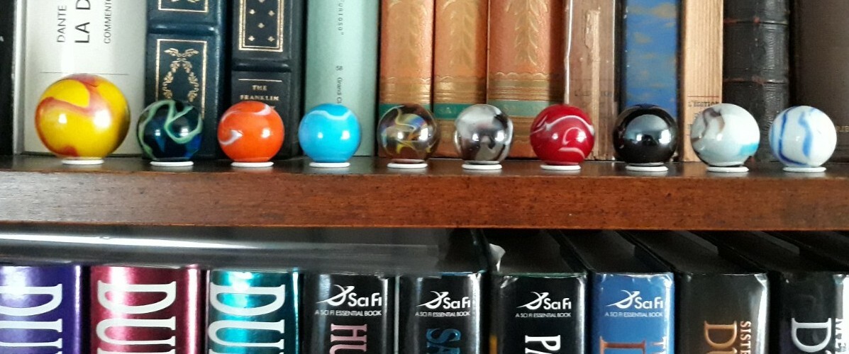 Solar System 10 Glass Marbles w/Ring Stands. New in Bag AS SHOWN. MADE IN MEXICO