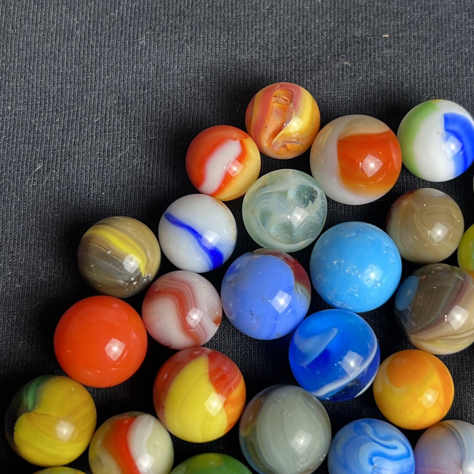 VTG Old Glass Akro Agate Peltier Christensen Glass Swirl Marble 44 LOT NICE!