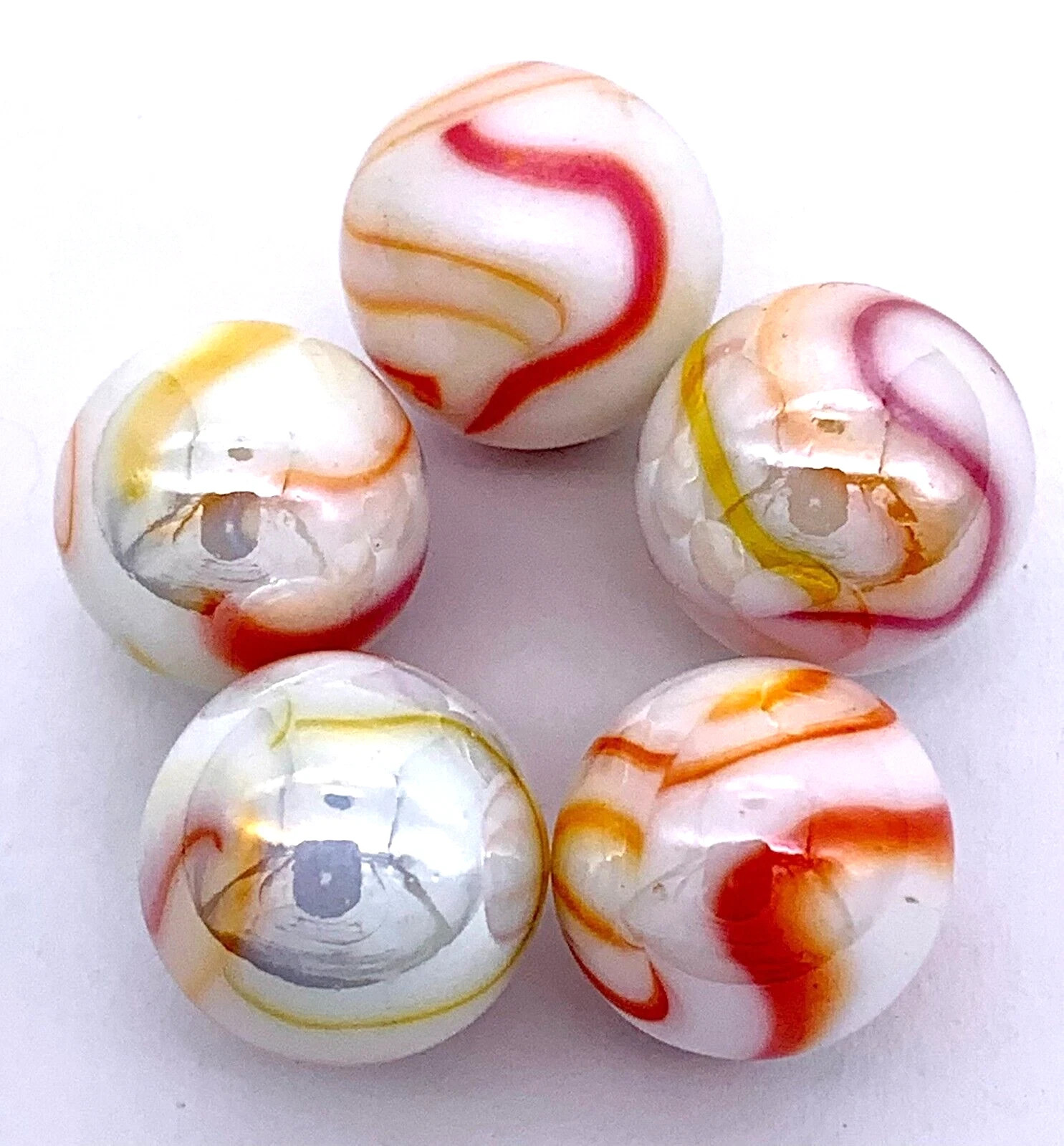 New for 2023! 16mm Gelato Glass Marble Players 5/8″ Pk 5 Vintage Marbles Vacor