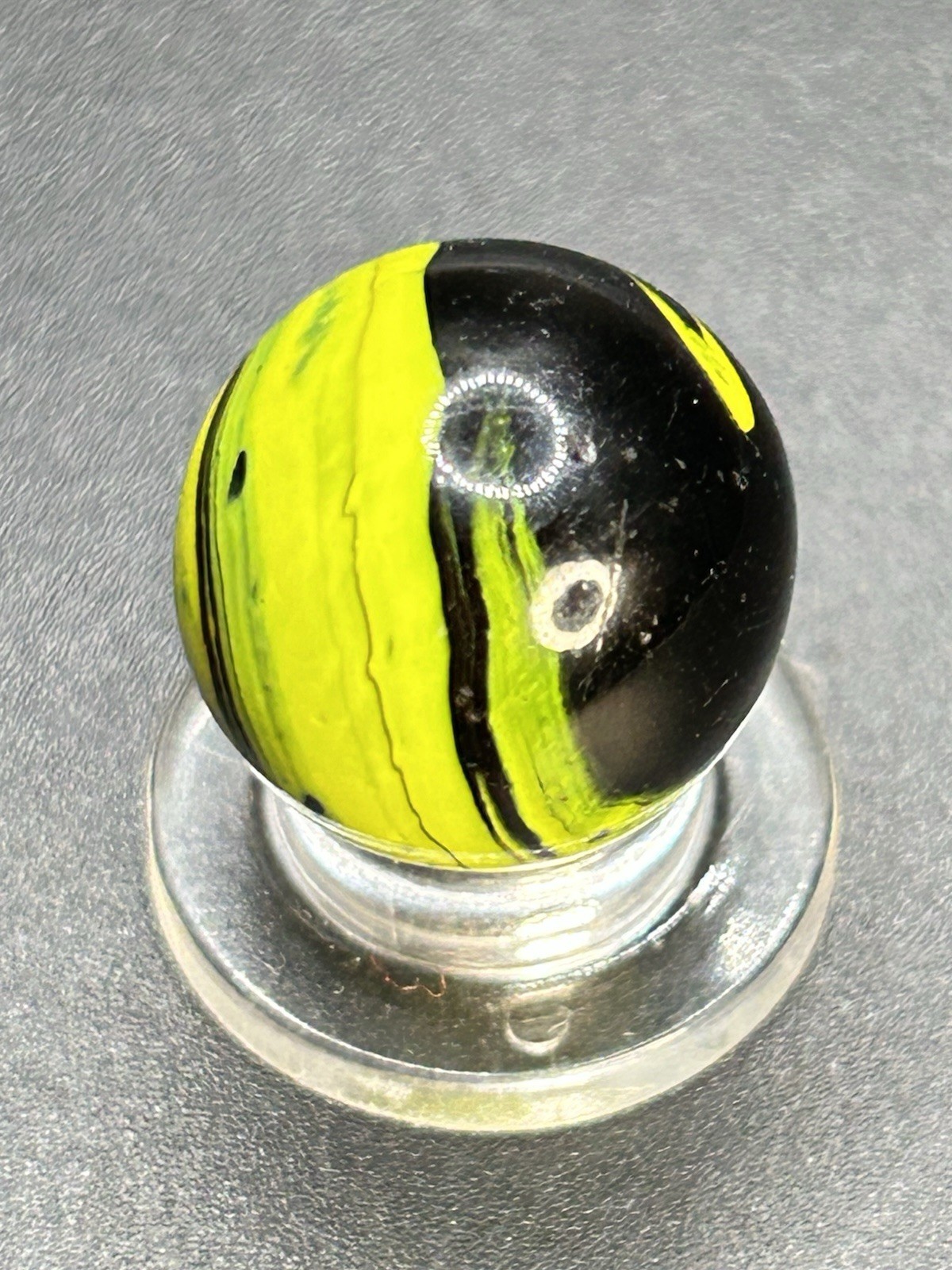 Vintage Electric Yellow Christensen Agate Striped Opaque Marble