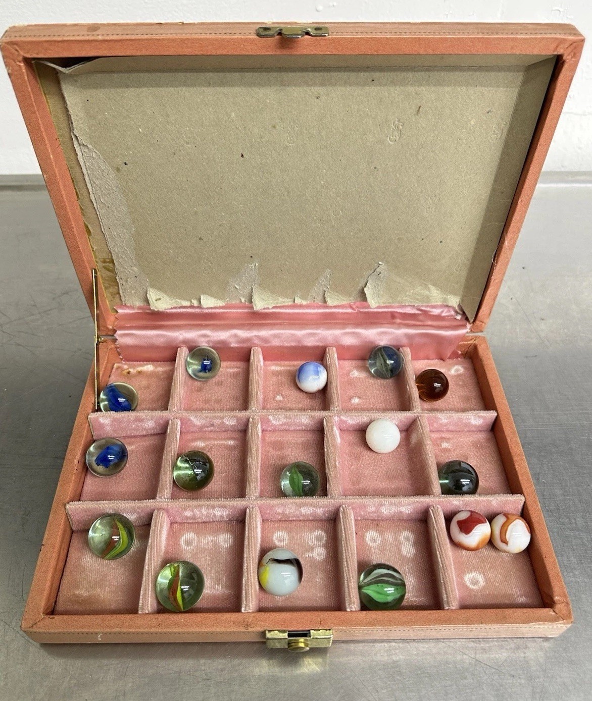 VTG Marble Lot with Case Swirl Cat’s Eye Shooter Mixed Glass Collection