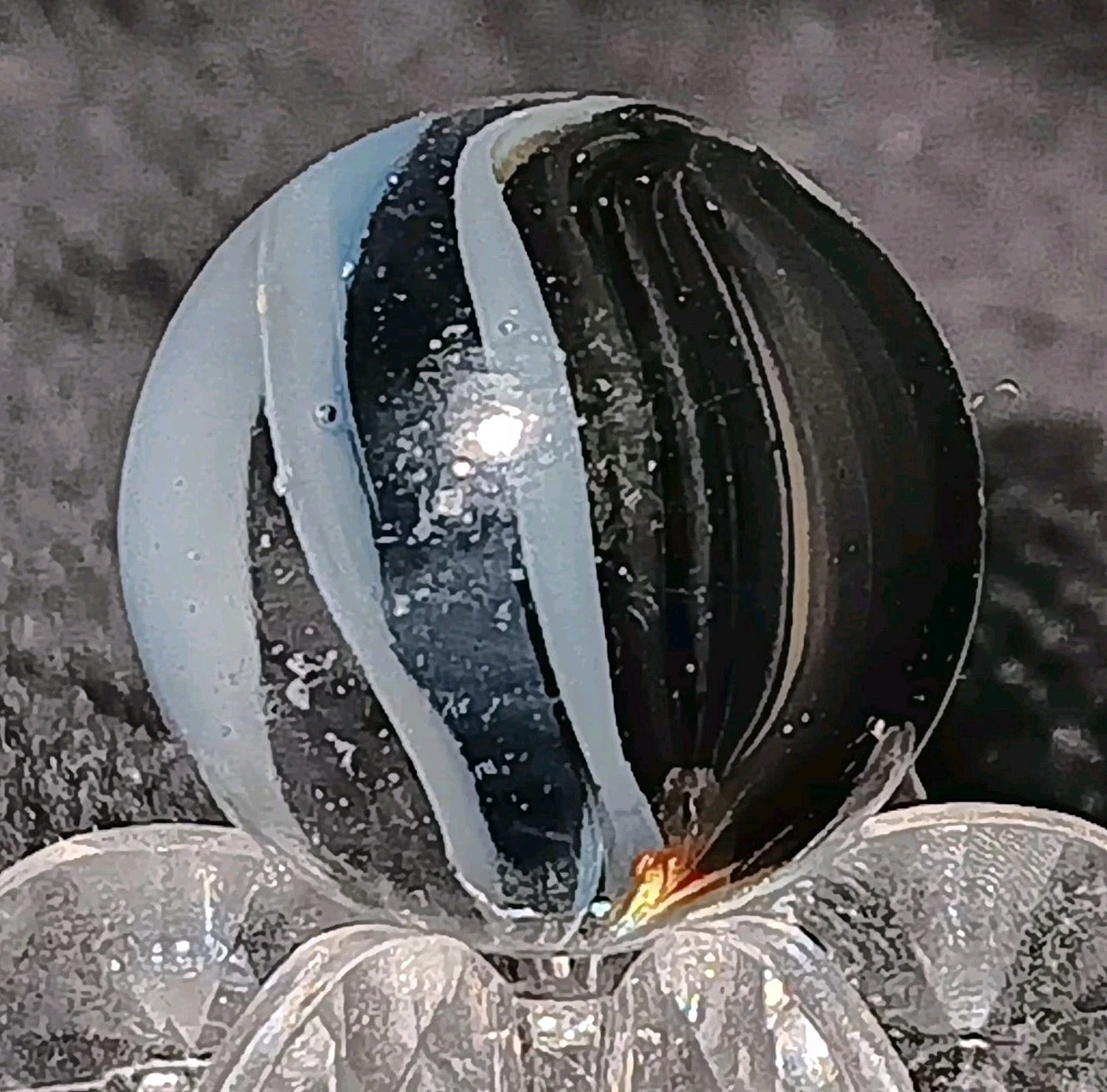 Vintage Vitro Agate Hybrid Cat’s Eye Marble. SIX FINGER. .60″ Nm Unique Example