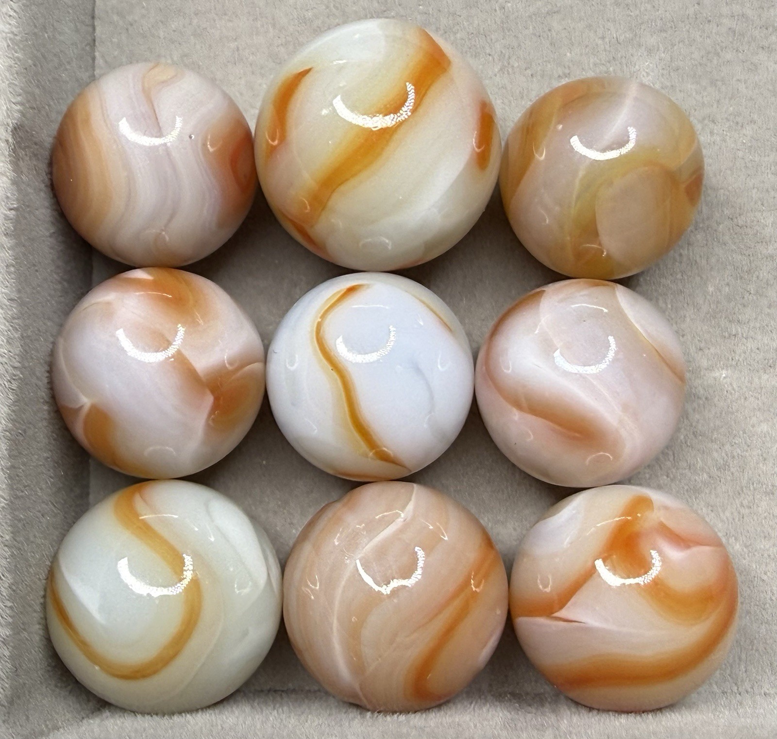 Lot Of 9 Champion Swirl Marbles .57” To .70” NM(+) To Mint
