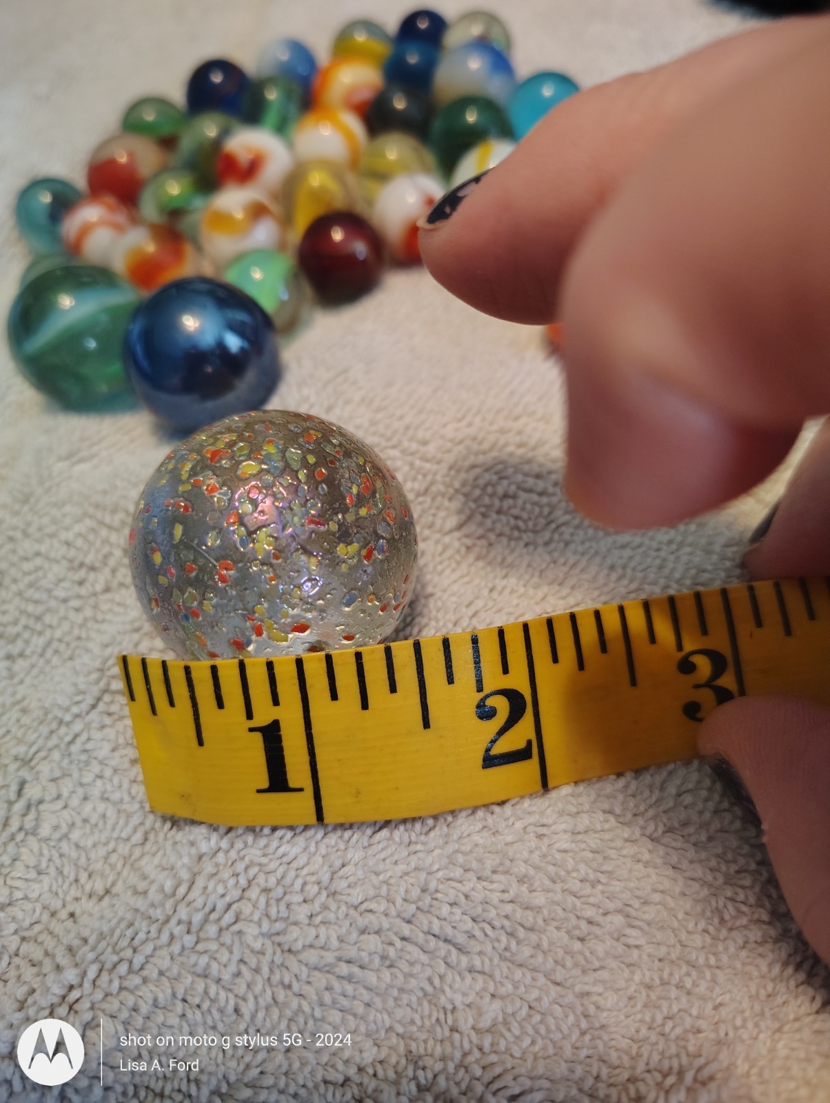 Lot of 37 Vintage Marbles w/ Large Art Glass Confetti Shooter, UV Reactive, Cat’
