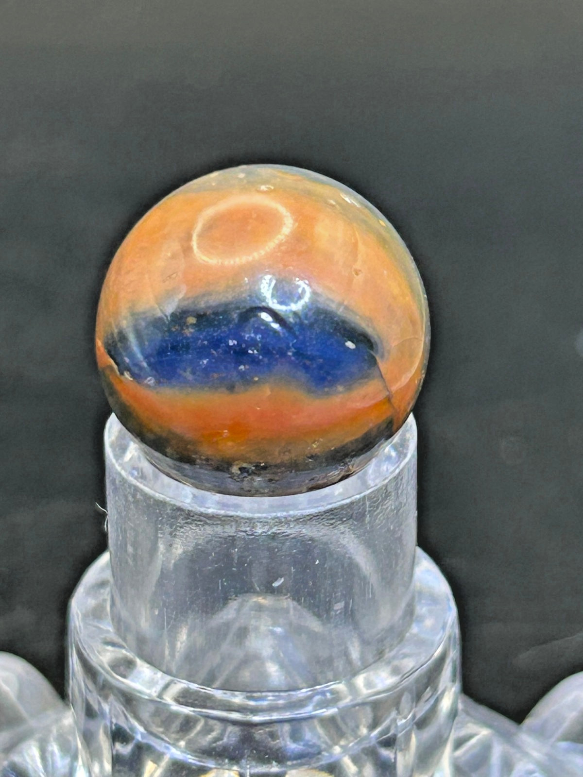 Vintage Peltier NLR Blended Rainbo Superboy Marble, Blue/Orange, .62″, NM+, #P25