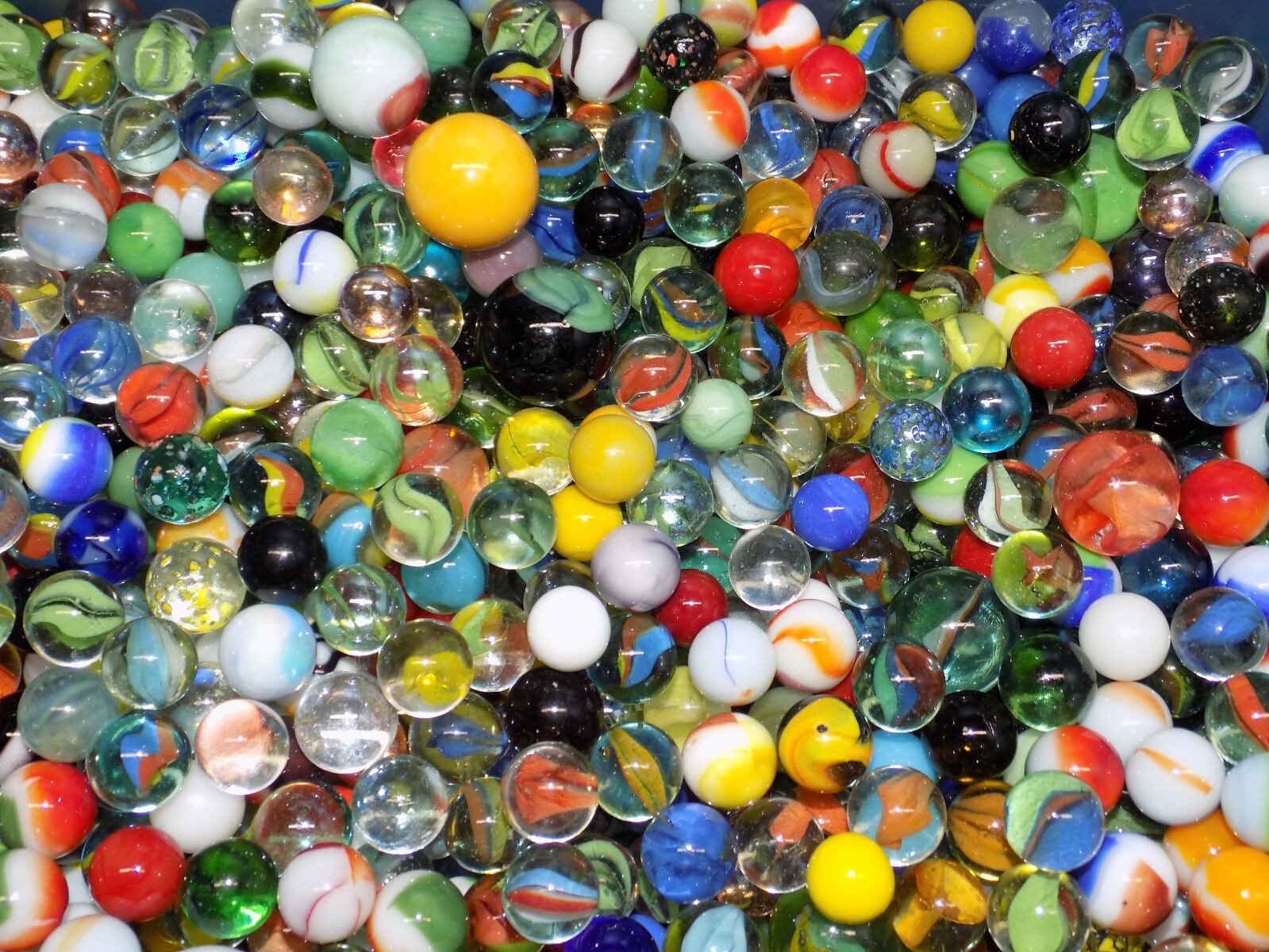 Mixed Lot 55 Assorted Old Vintage To Modern Colorful Glass Marbles {WASHED}