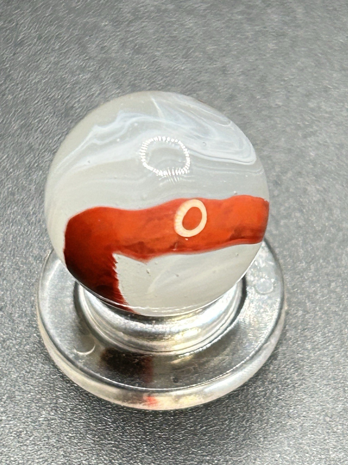 Vintage Akro Agate Silver Oxblood Marble Thick Oxblood Pattern 0.629”