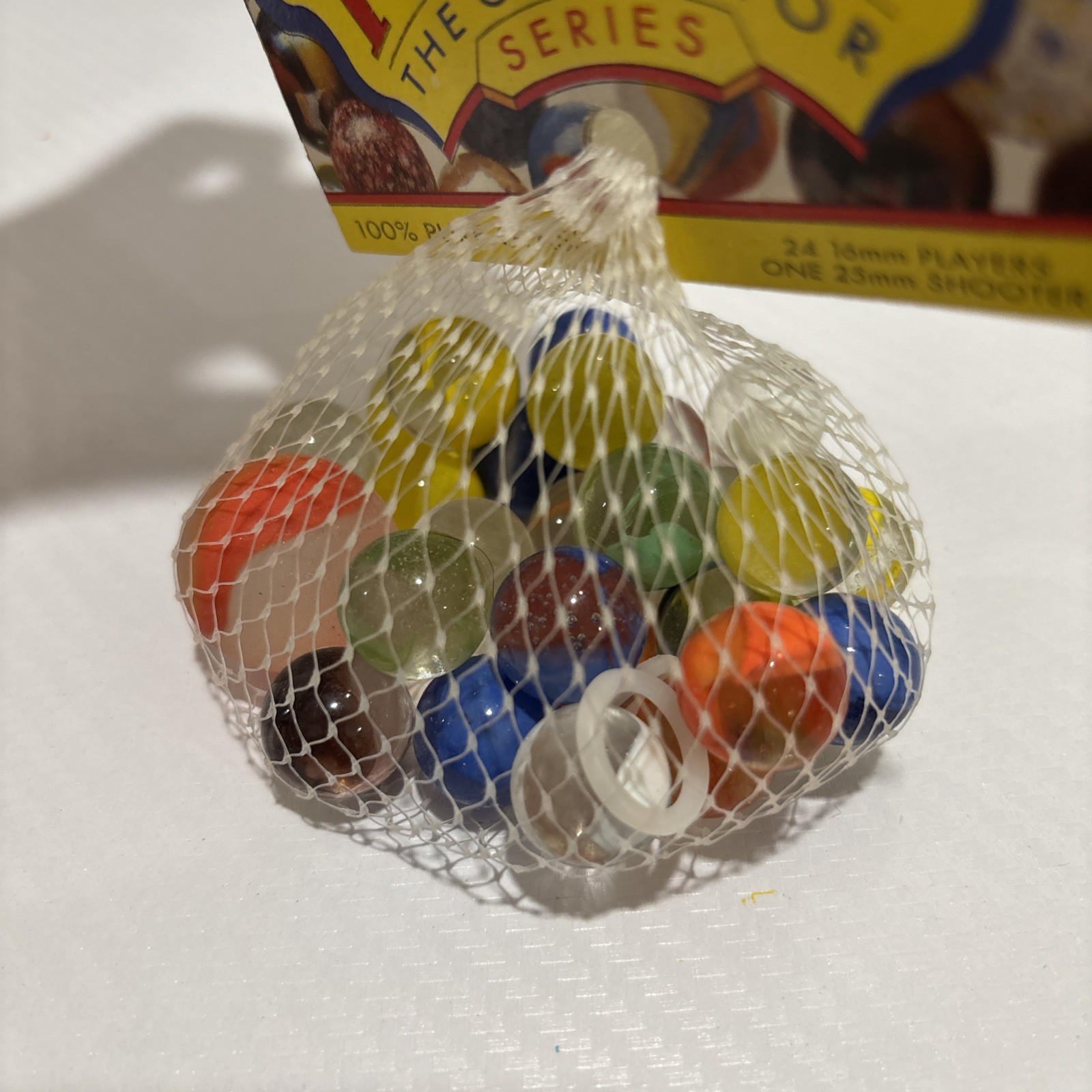 “RAINBOWS” VACOR MEGA MARBLES Vintage 1990s Net Bag 24 16mm/1 25mm Shooter