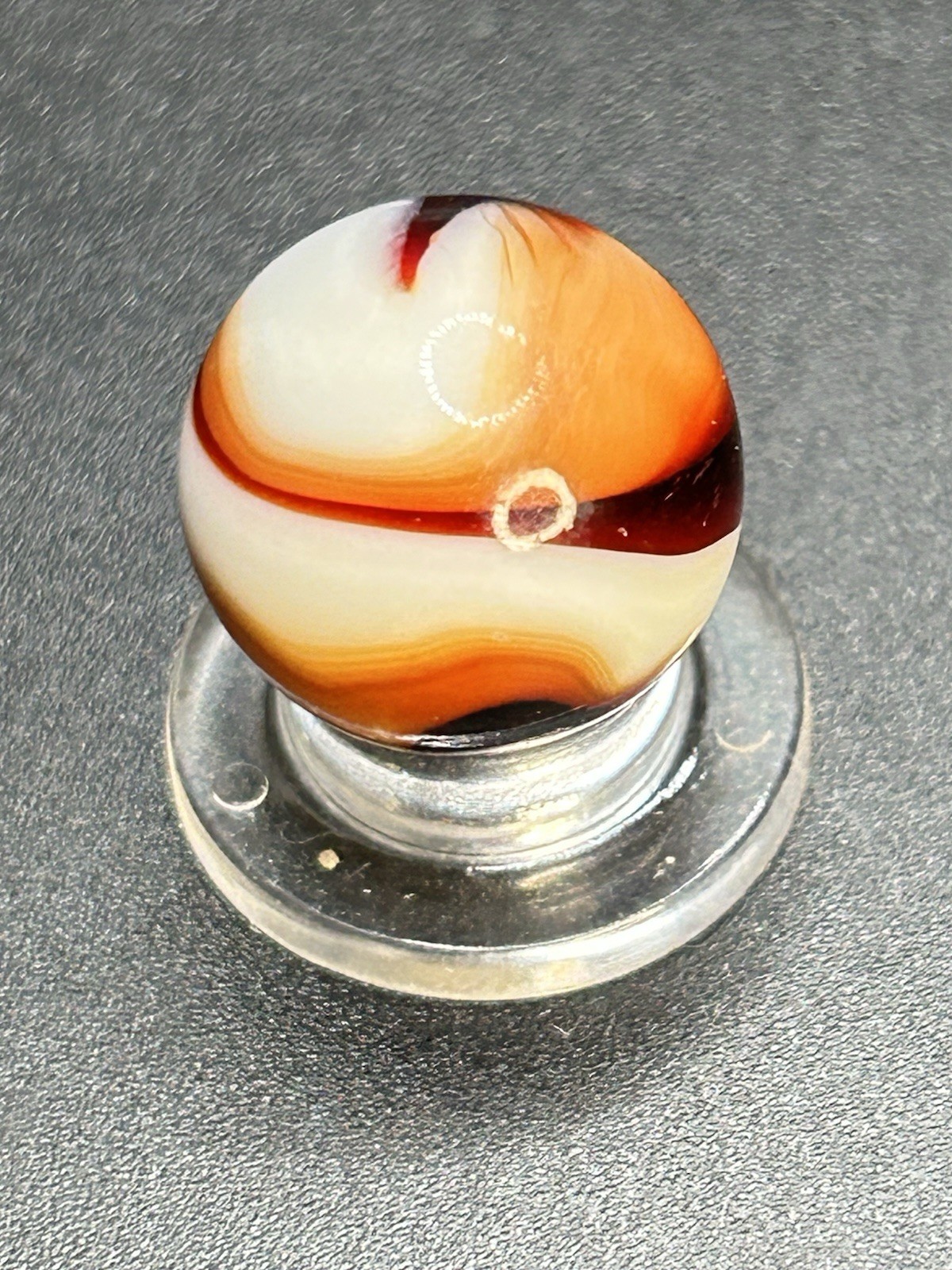 Vintage Akro Corkscrew Blood & Bones Marble Thick Lashes 0.629”