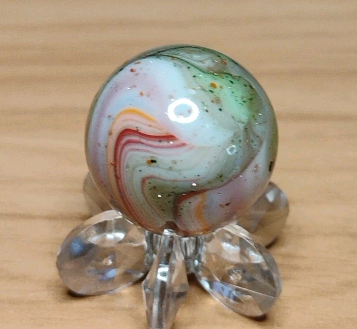 .72″ D.A.S. MARBLES “CARNIVAL”🔥MINT-🔥 GLASS TOYS-GOLD LUTZ+AV.+CONFETTI