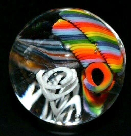 VINE GLASS MARBLE/1.184″-JELLYFISH FIELDS SMALL SAMPLER-WHITE SLINKY,RAINBOW FIL