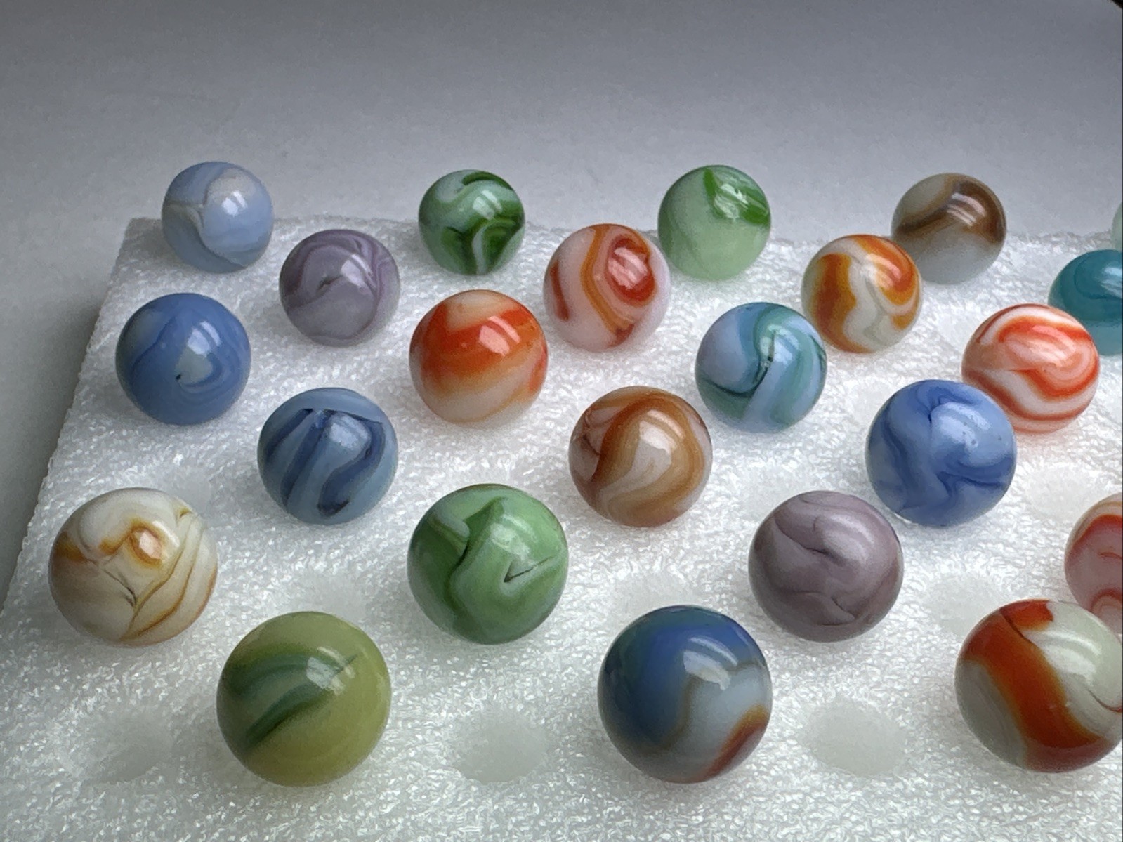 199 Lot Of 30 Vintage Heaton Agate Swirl Marbles!