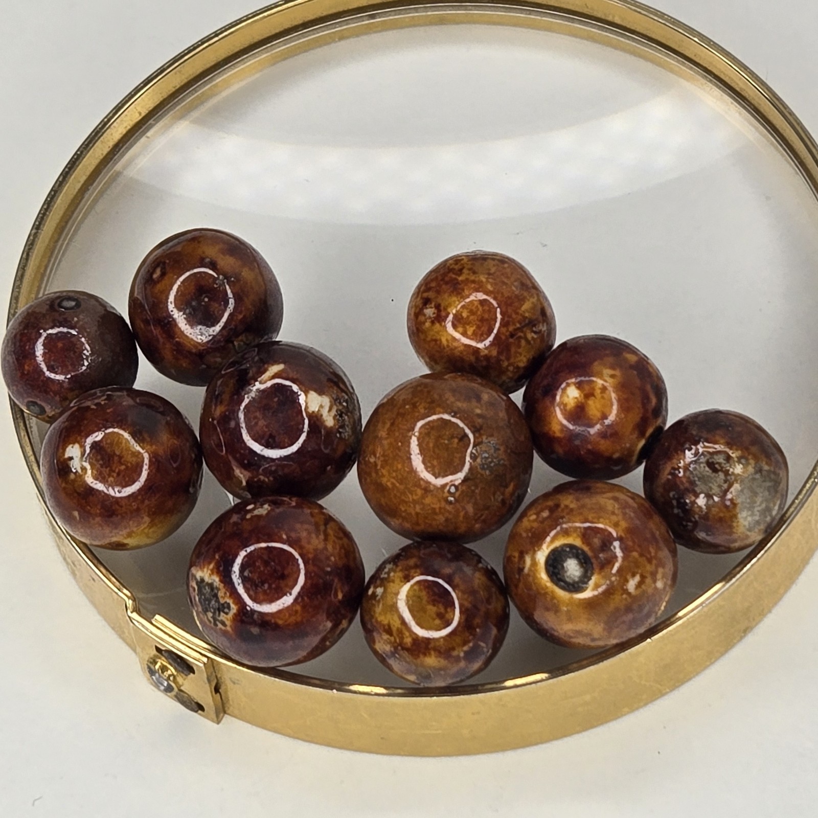 Collection Of Antique Clay Bennington Marbles Handmade 1800s-1900s Glazed (11)