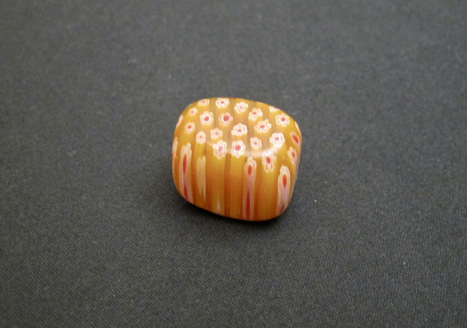 “ITALY” Vintage Murano Millefiori Glass multi-colored floral Bead- Yellow Pillow