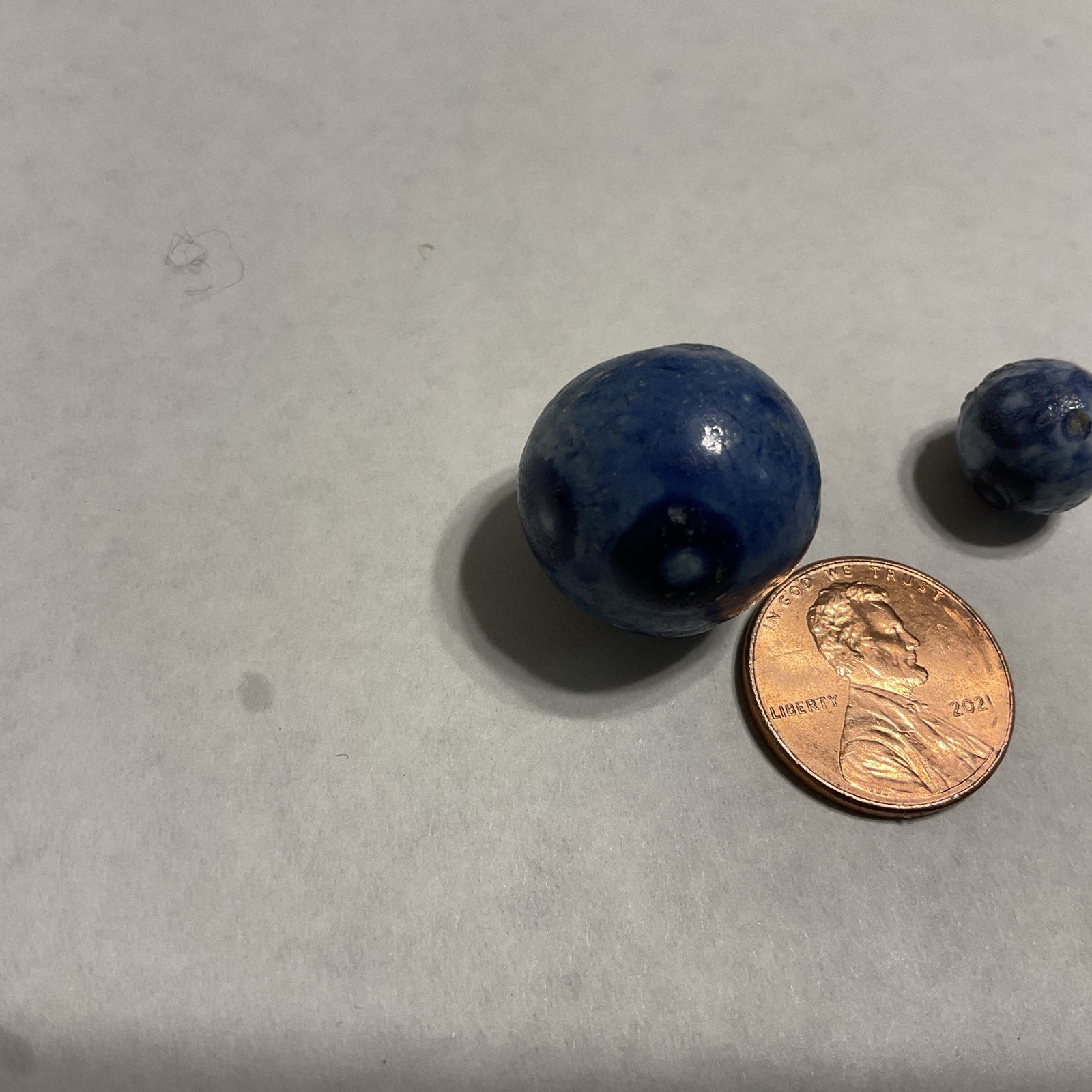 2 Antique Blue Marble Diameter 13/16” & 1/2”