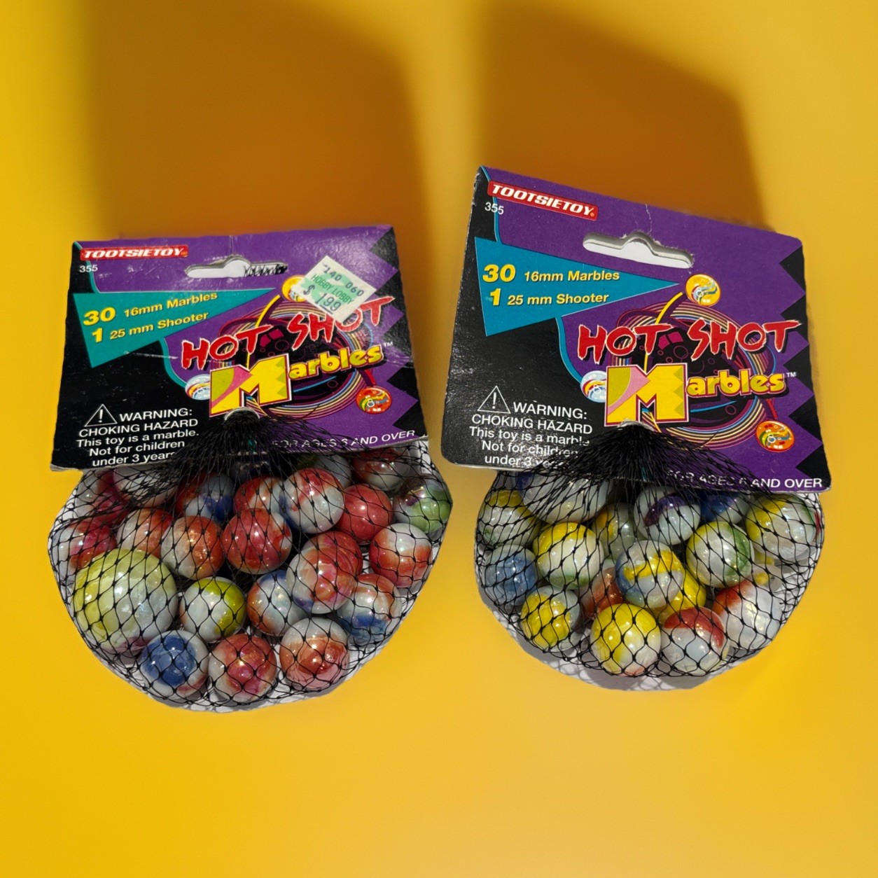Tootsie Toy Hot Shot LOT OF 2 Vintage Shooter Marbles 2x 30- 16mm And 1- 25mm