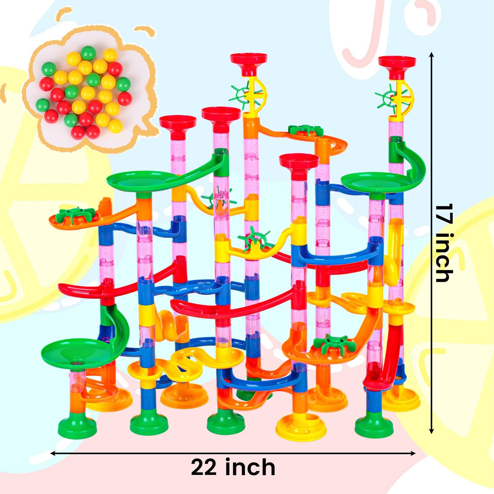 LovesTown Marble Run Toys, 133PCS Maze Game for Kid, Medium, Multi