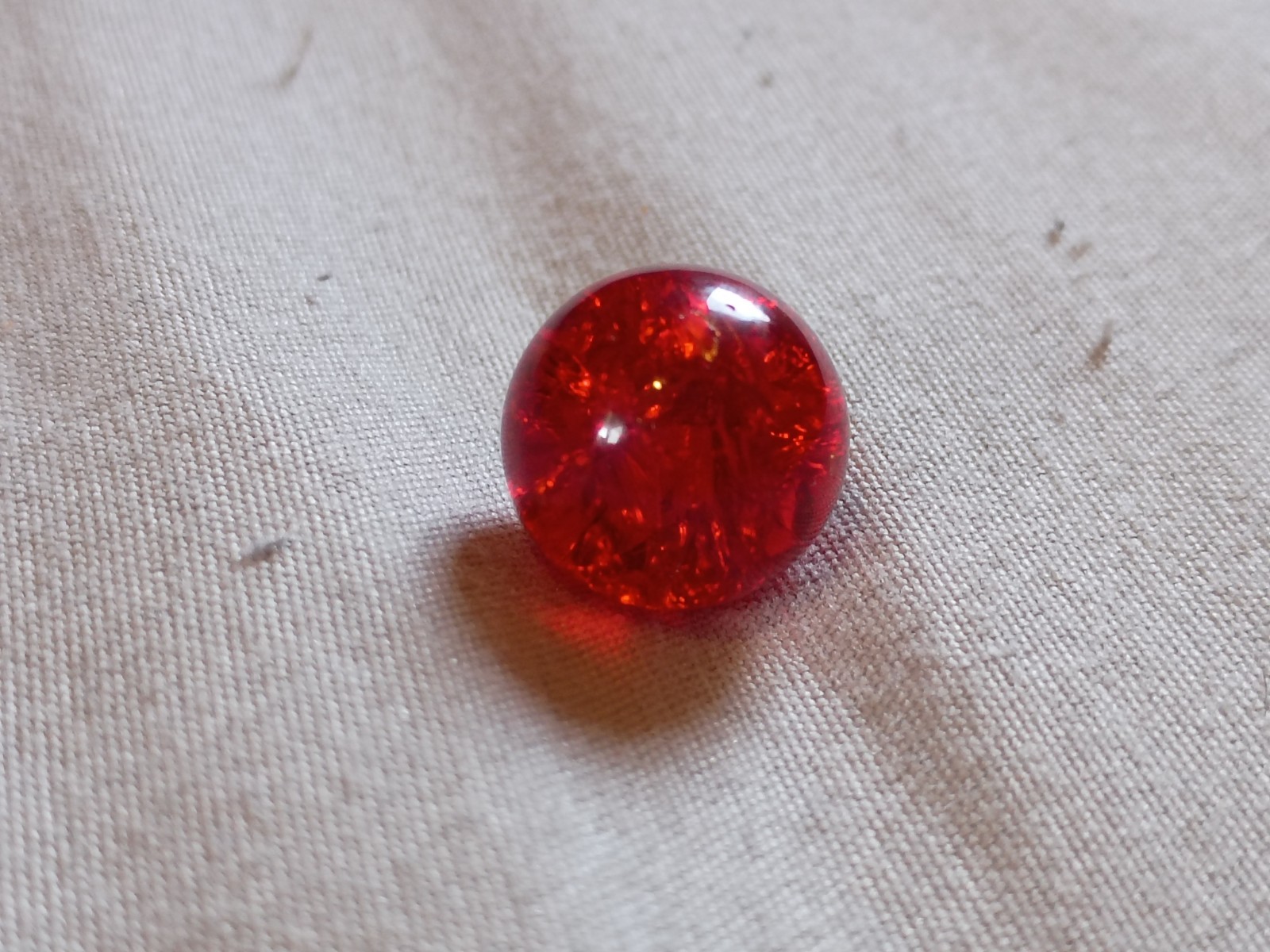 4 Vintage 1/2″ Red Crackle Glass with Cadmium Playing Marbles.