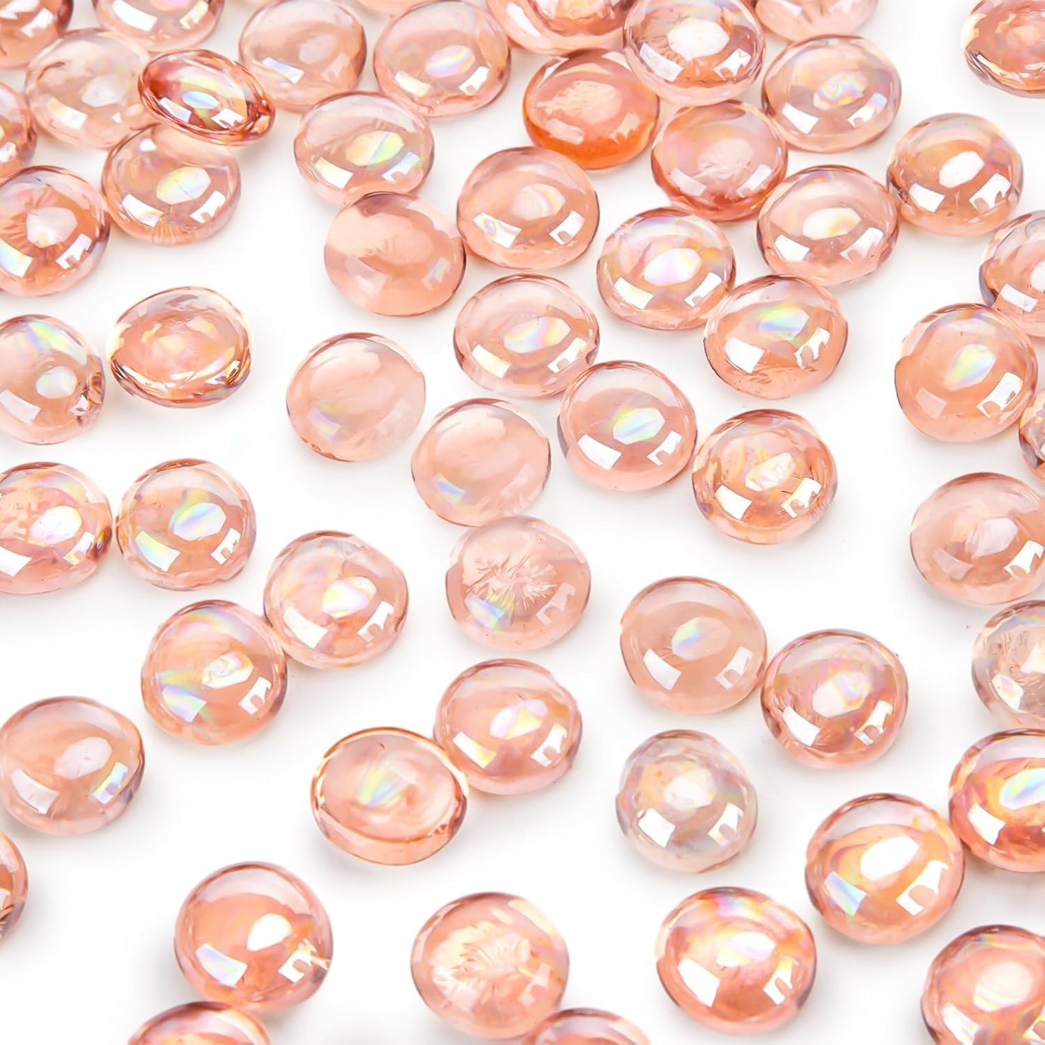 1LB Flat Glass Marbles, Champagne Decorative Marbles for Vases Aquarium Pebbl…