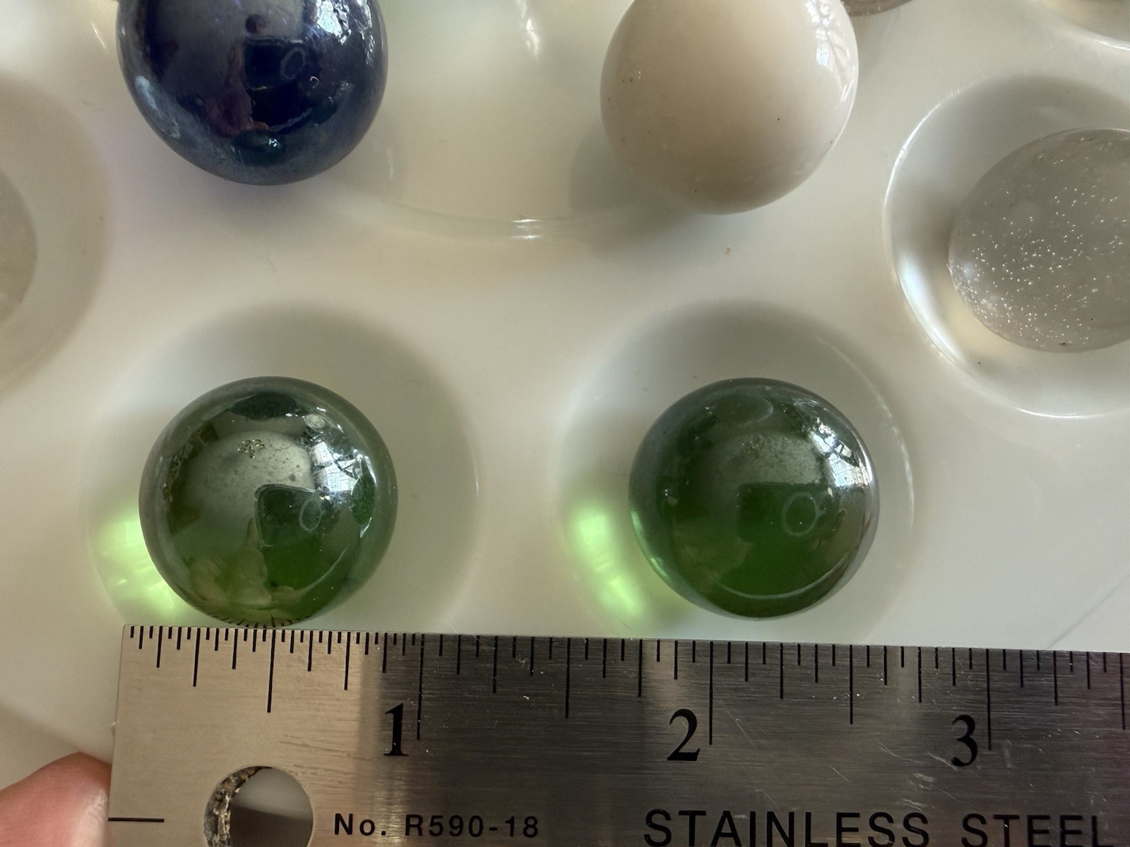 Vintage Mixed Blue & Green & & White & Clear Glass MARBLE LOT~ 22 PC~4 colors
