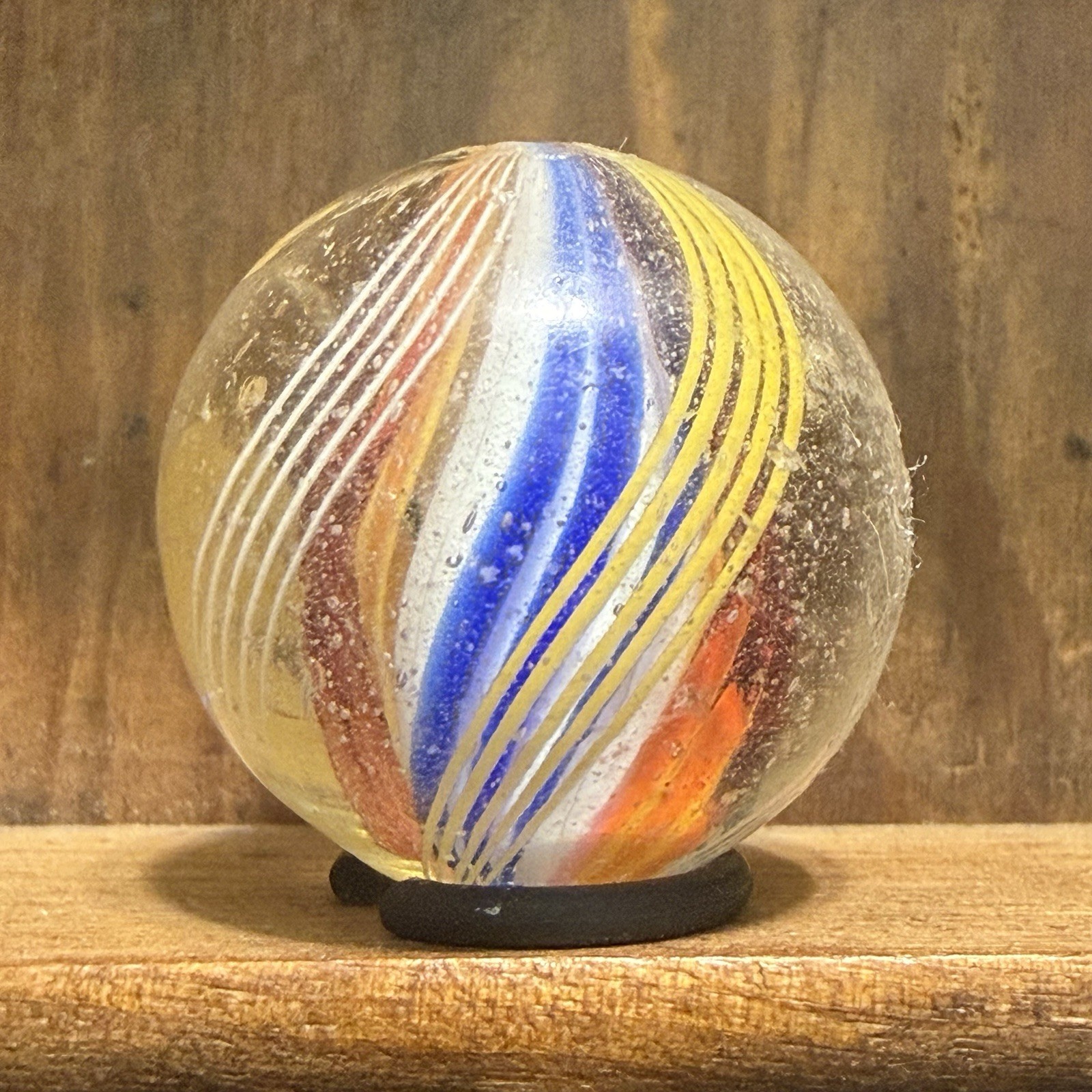 Antique German Handmade Solid Core Marble 1” Near Mint | 318