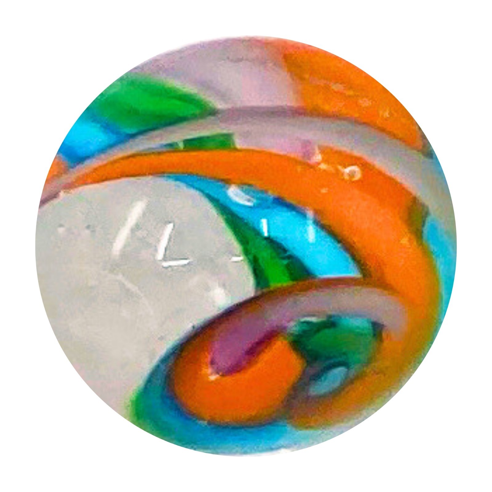 22mm AI Helix SWIRL Ribbon Handmade art glass Marble 7/8″ SHOOTER + Stand