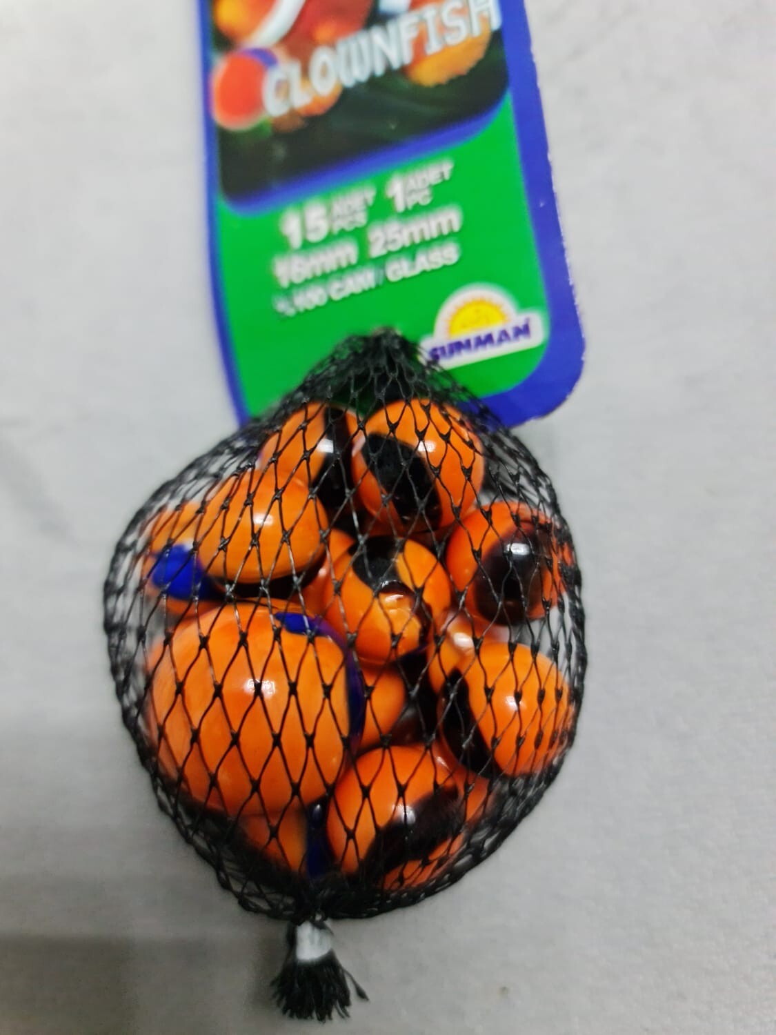 Don Juan CLOWNFISH Sunman 16Pcs Glass Marbles (15+1) 16mm+25mm