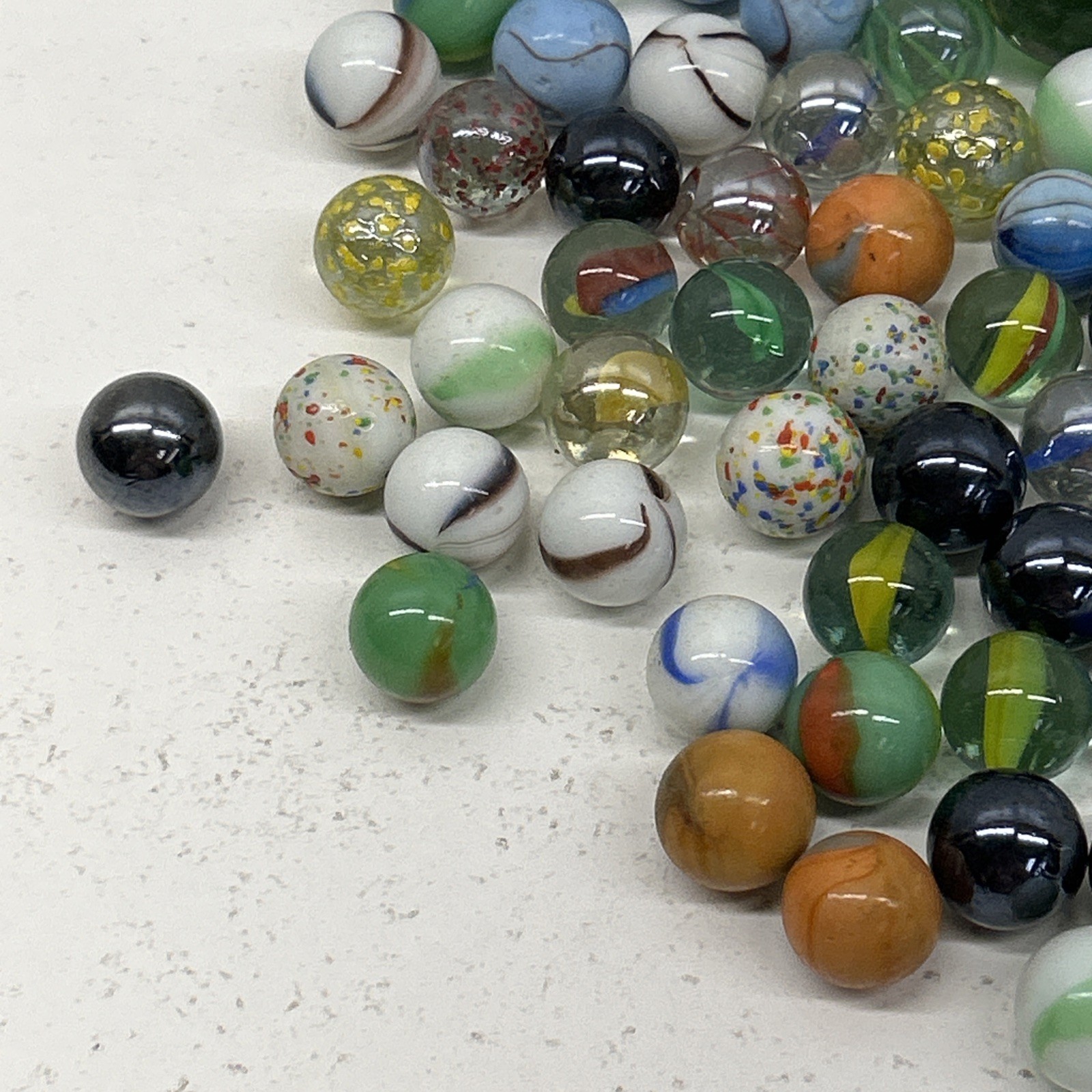 Lot Of 100 + Vintage Marbles With Indian Style Carrying Bag