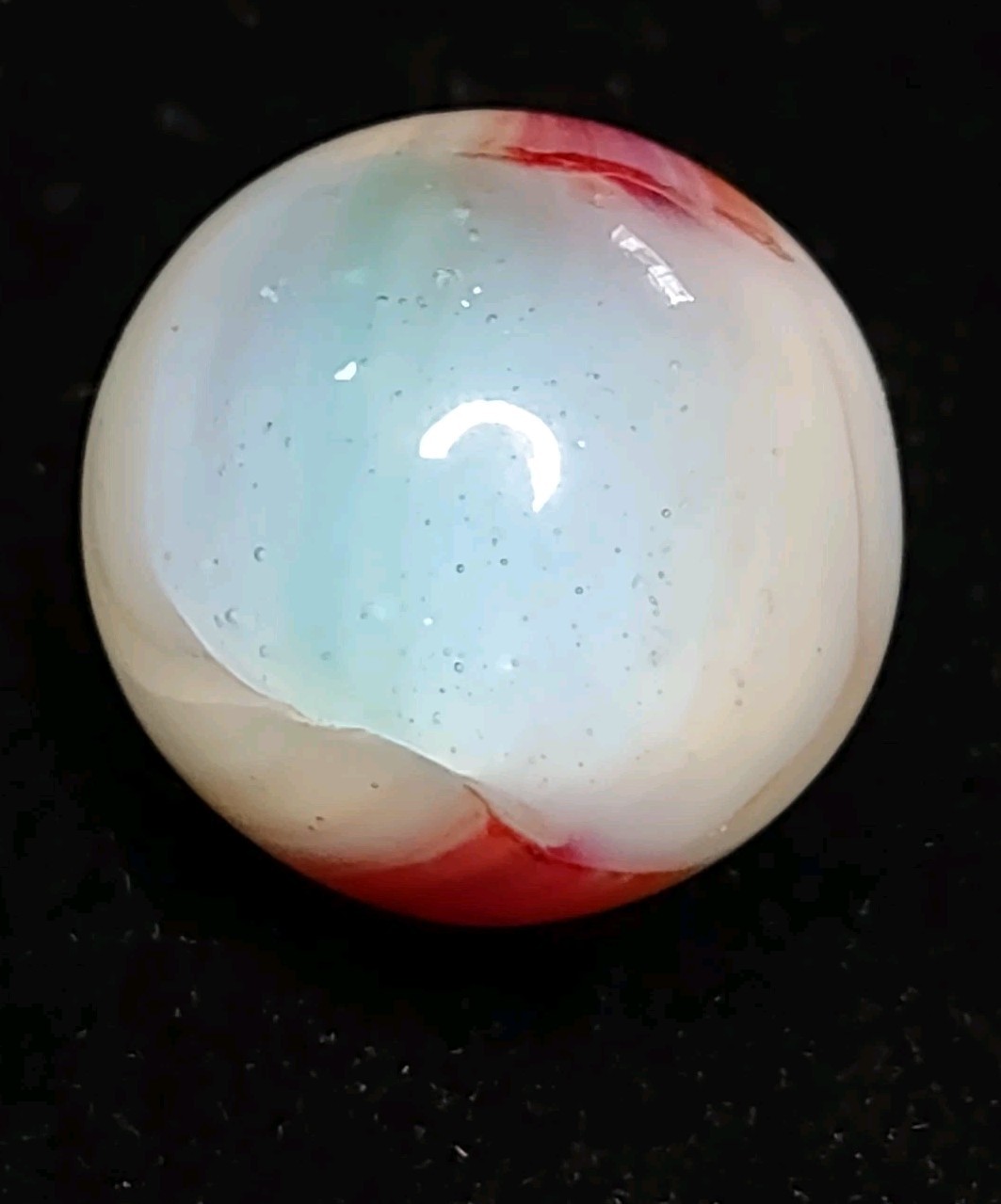 Transp. Blue & Green – Pink & Red VITRO Helmet Patch Glass Vintage Marble .61″